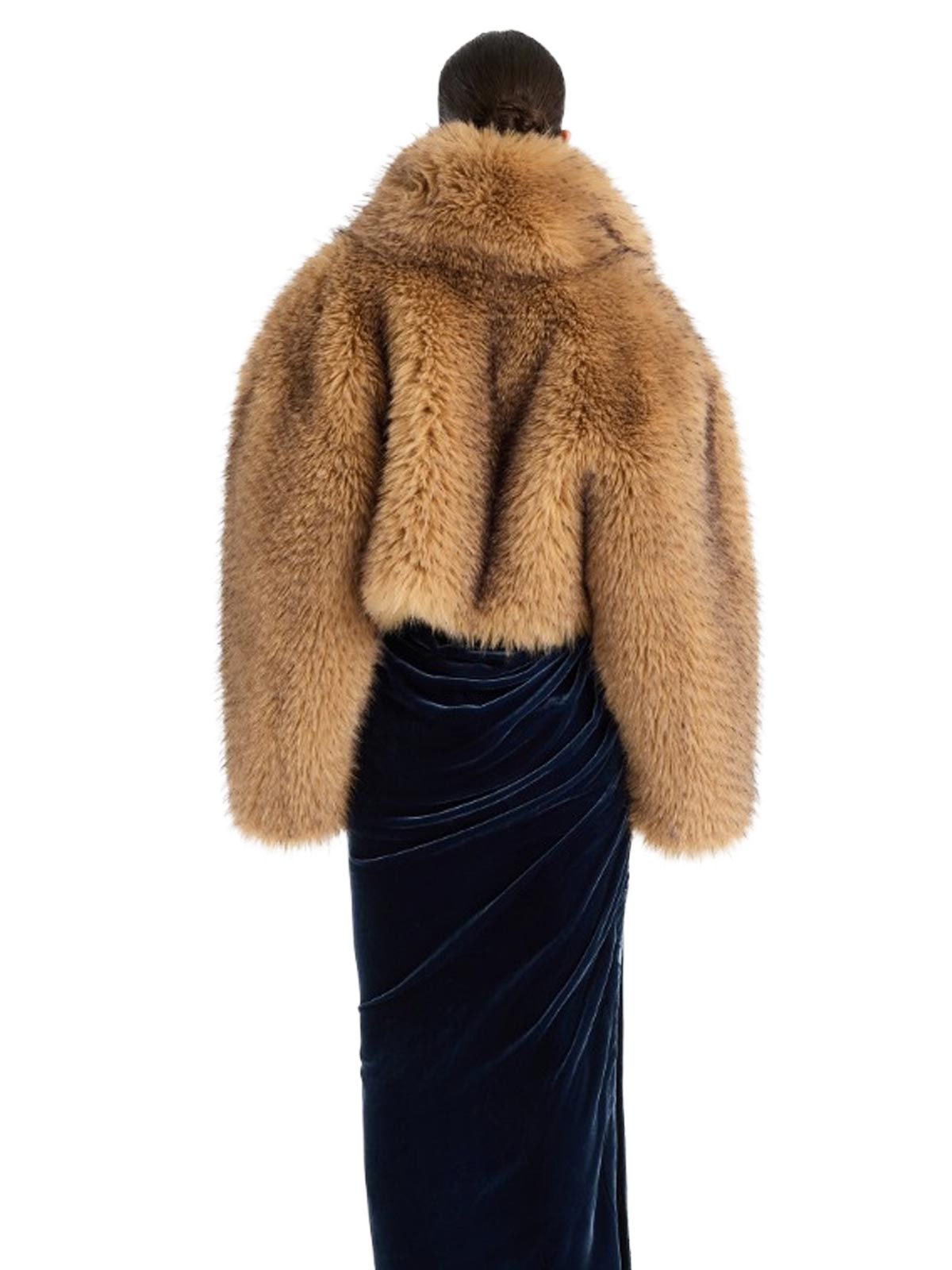 Beige faux fur crop jacket ROTATE