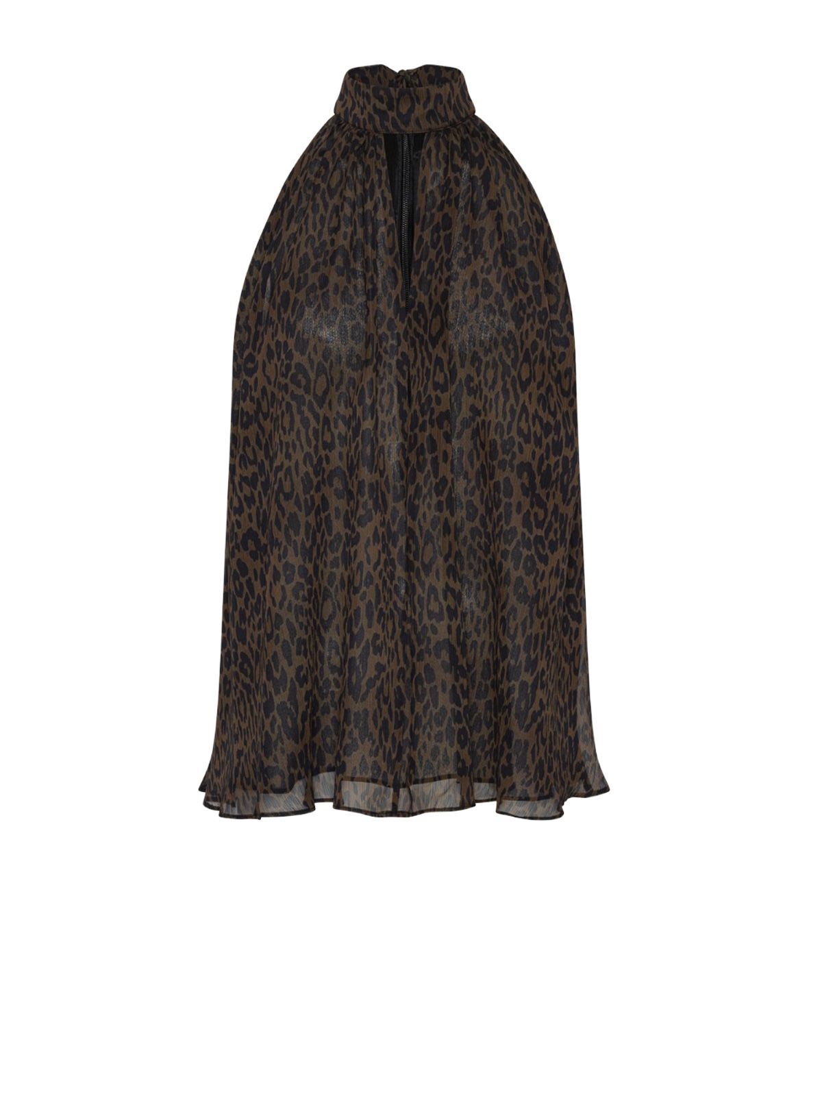 Top marrone con scollo all'americana