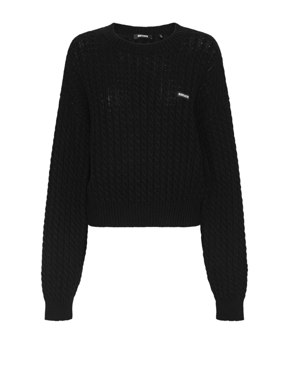 Black cable crewneck sweater
