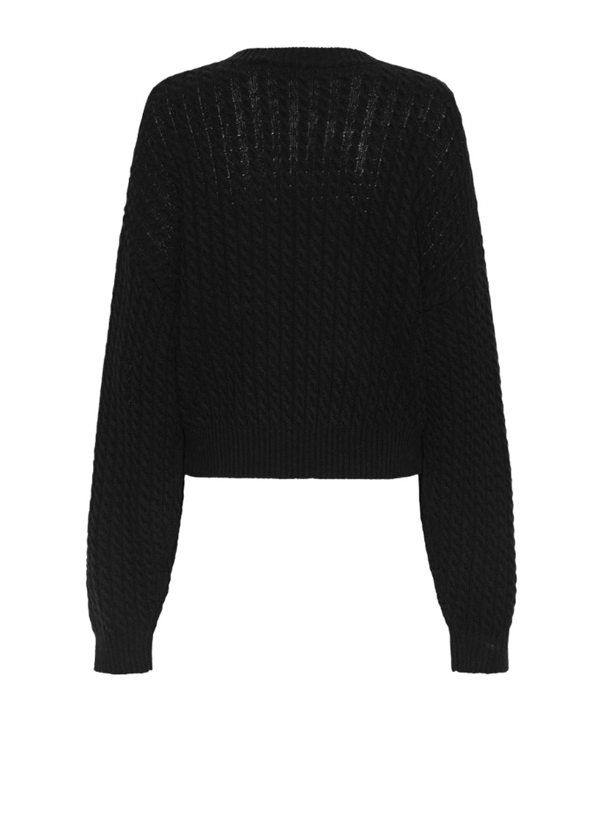 Black cable crewneck sweater ROTATE