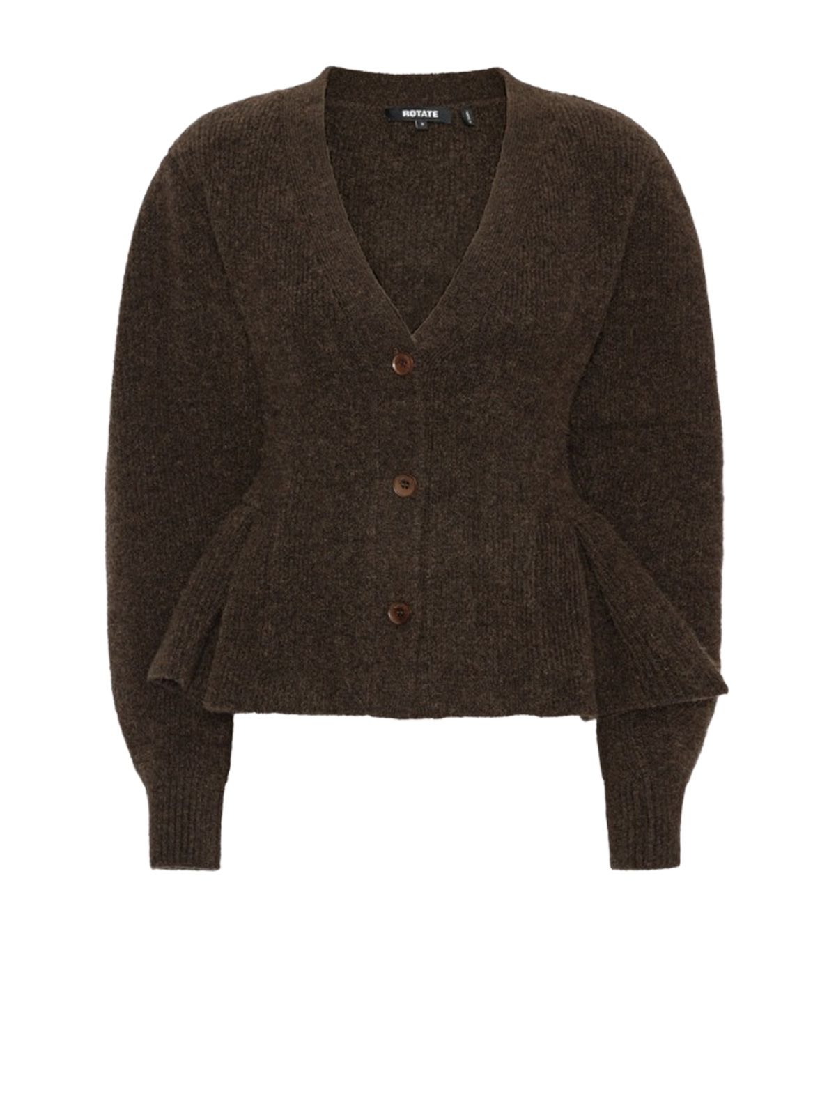 Brown knit peplum cardigan