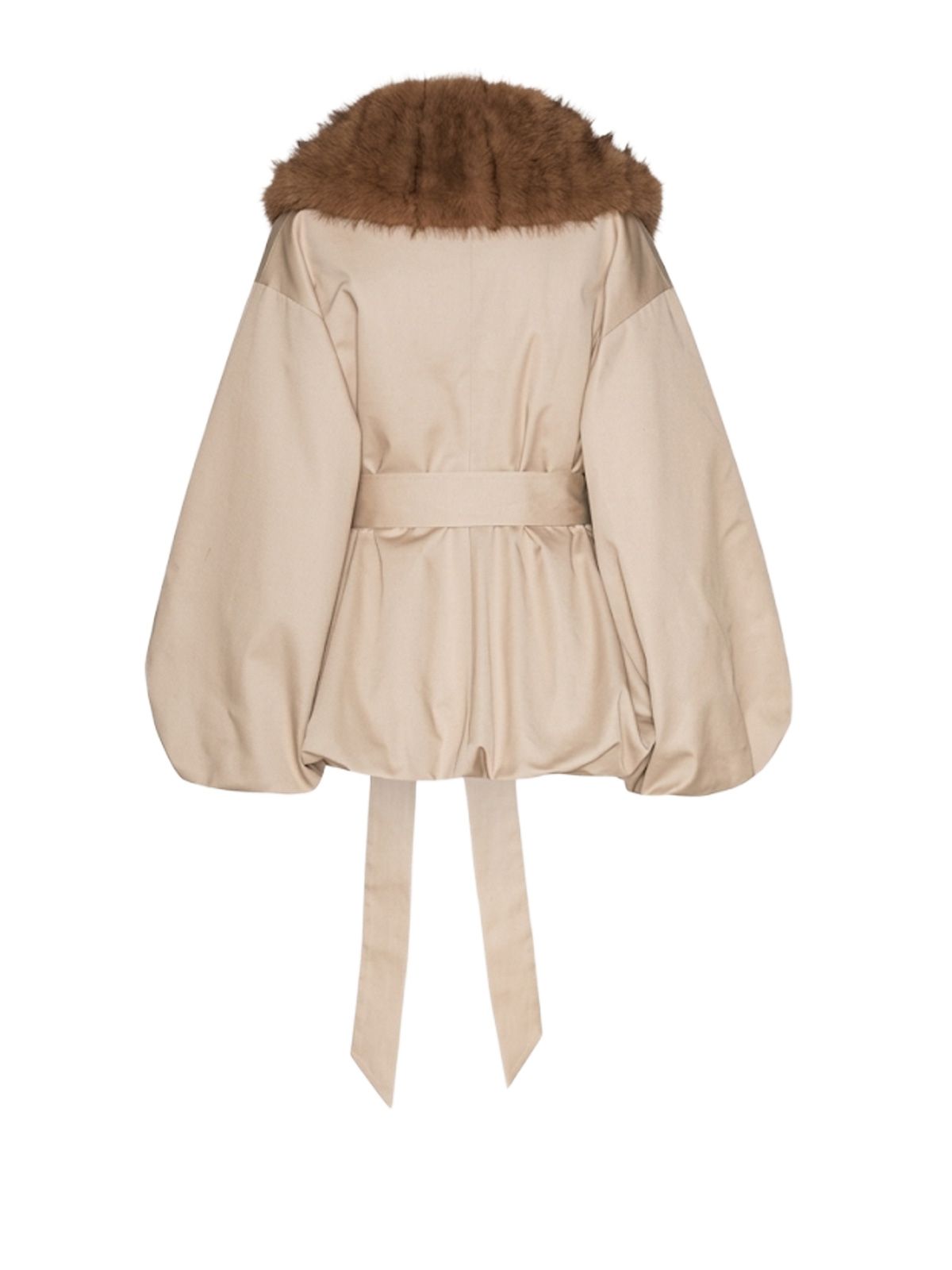 Beige faux fur collar jacket ROTATE