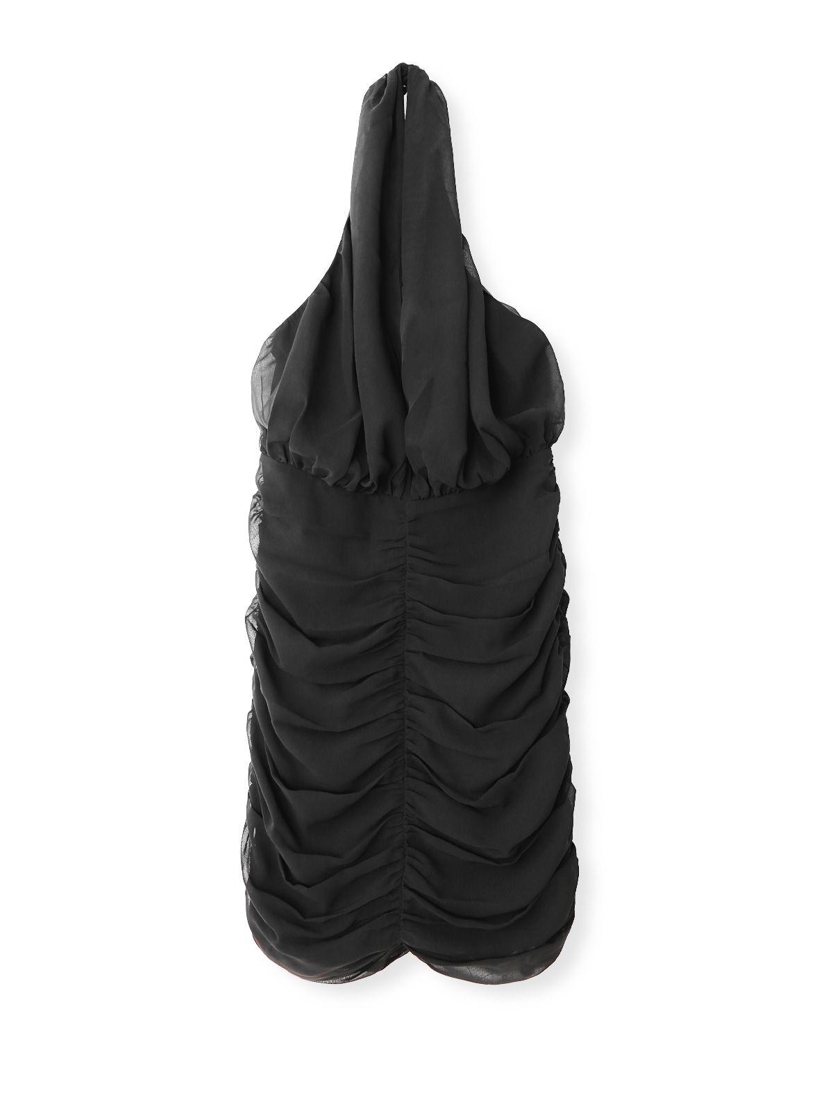 Black ruched mini dress