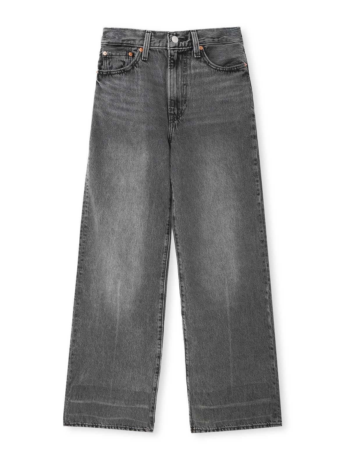 Jeans grigi a vita alta e gamba larga