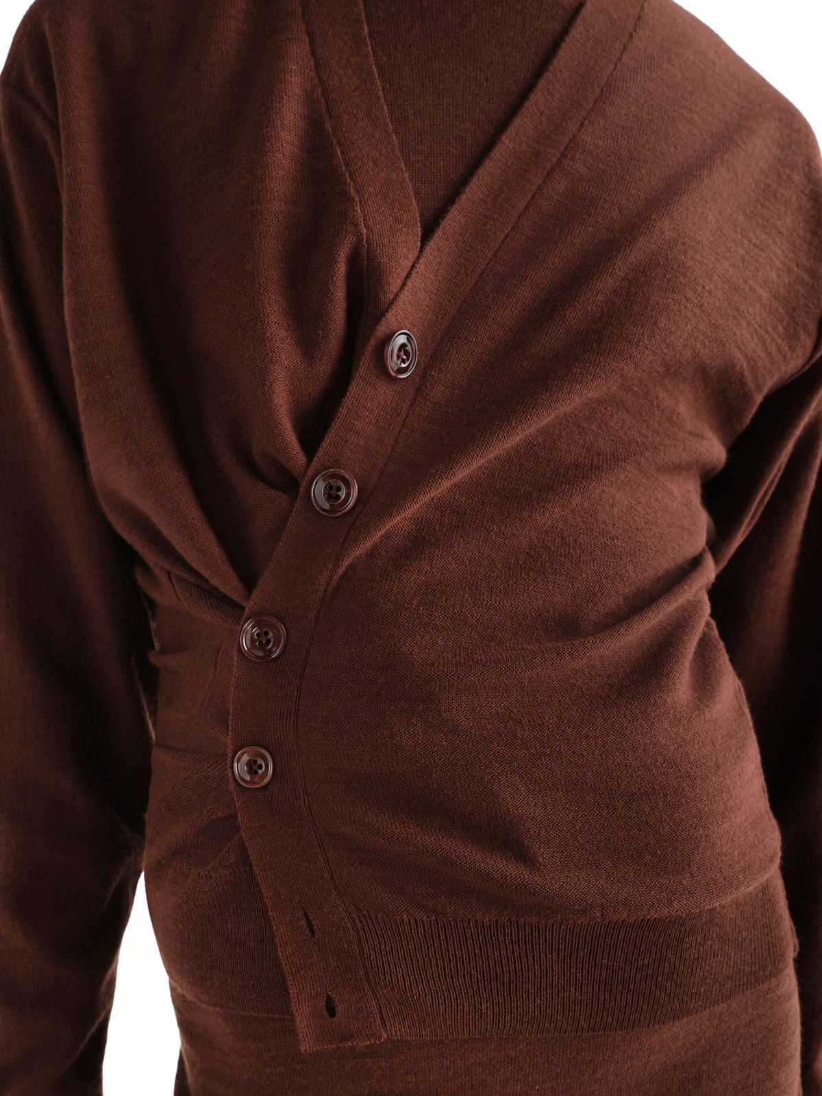 Cardigan morbido asimmetrico marrone LEMAIRE