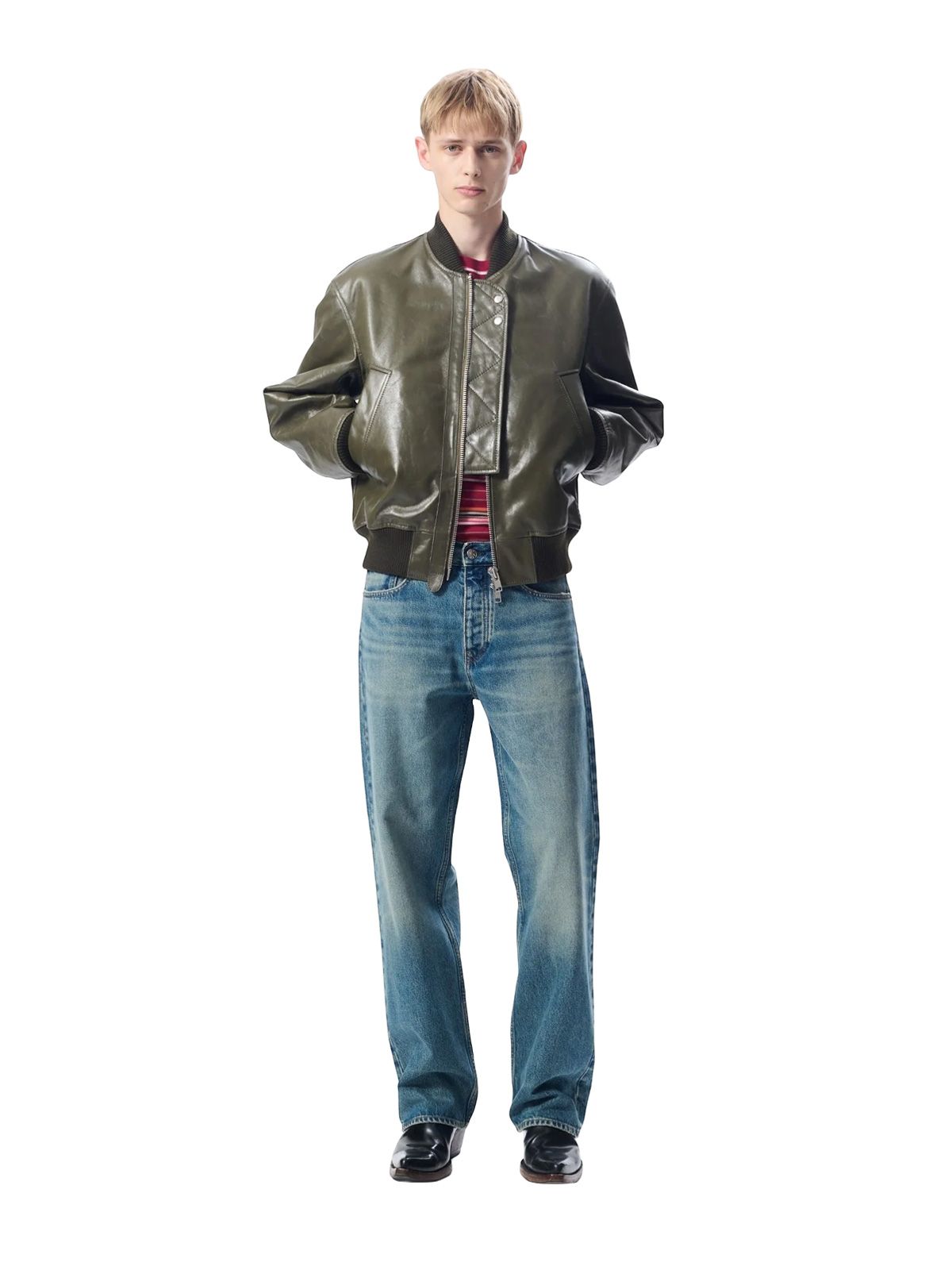 Green leather flight jacket SUNFLOWER