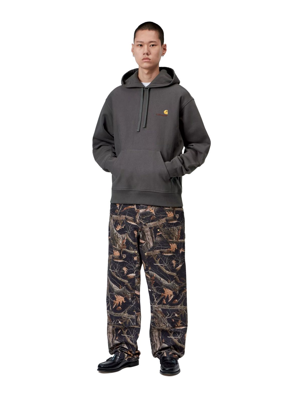 Dark grey hooded american script sweatshirt CARHARTT WIP