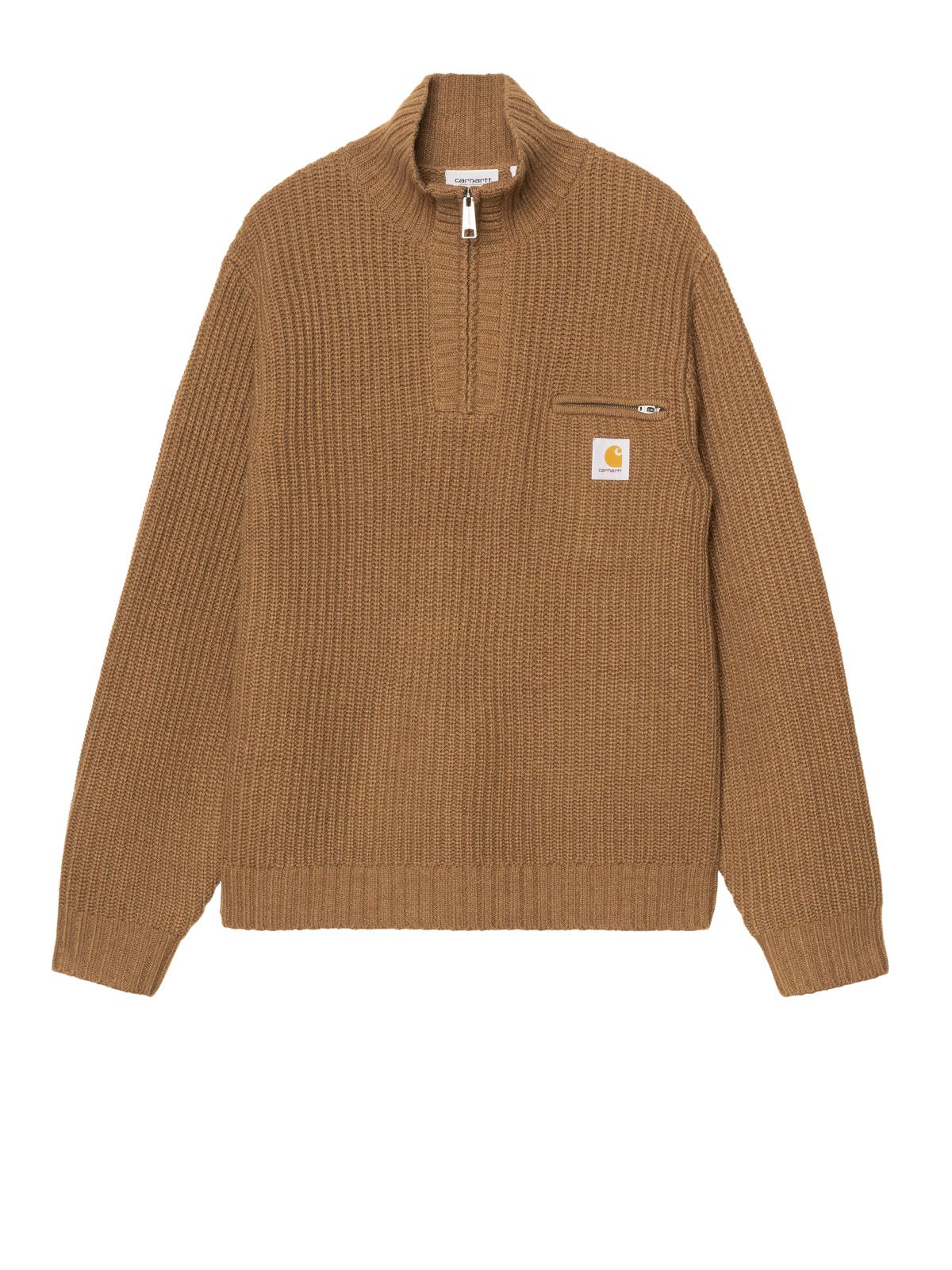 Maglione con mezza zip marroncino