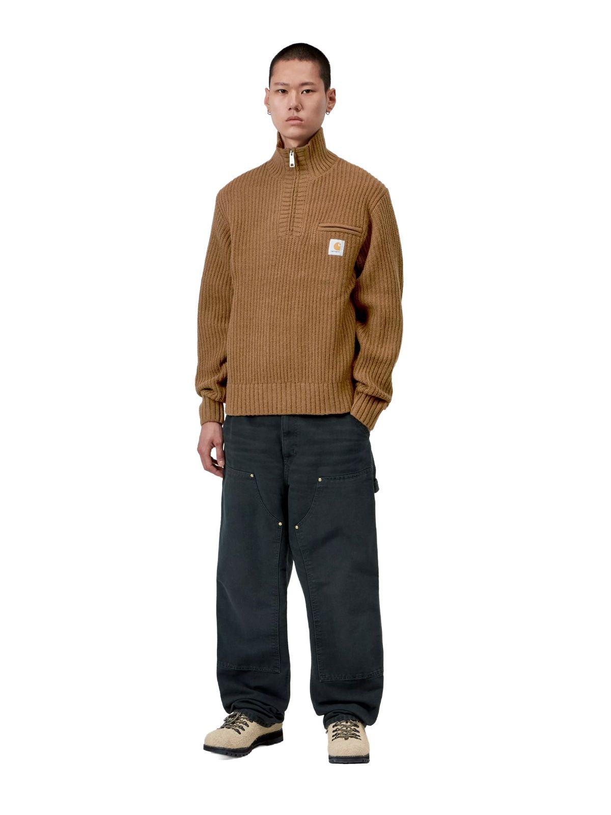 Maglione con mezza zip marroncino CARHARTT WIP
