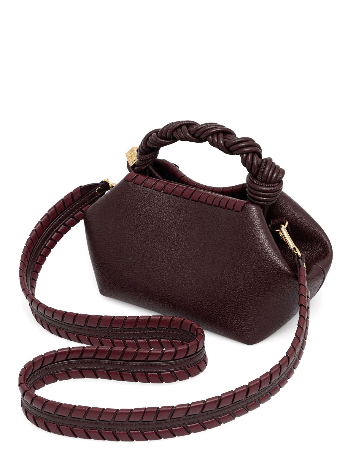 Bitter chocolate bou small tressé bag GANNI