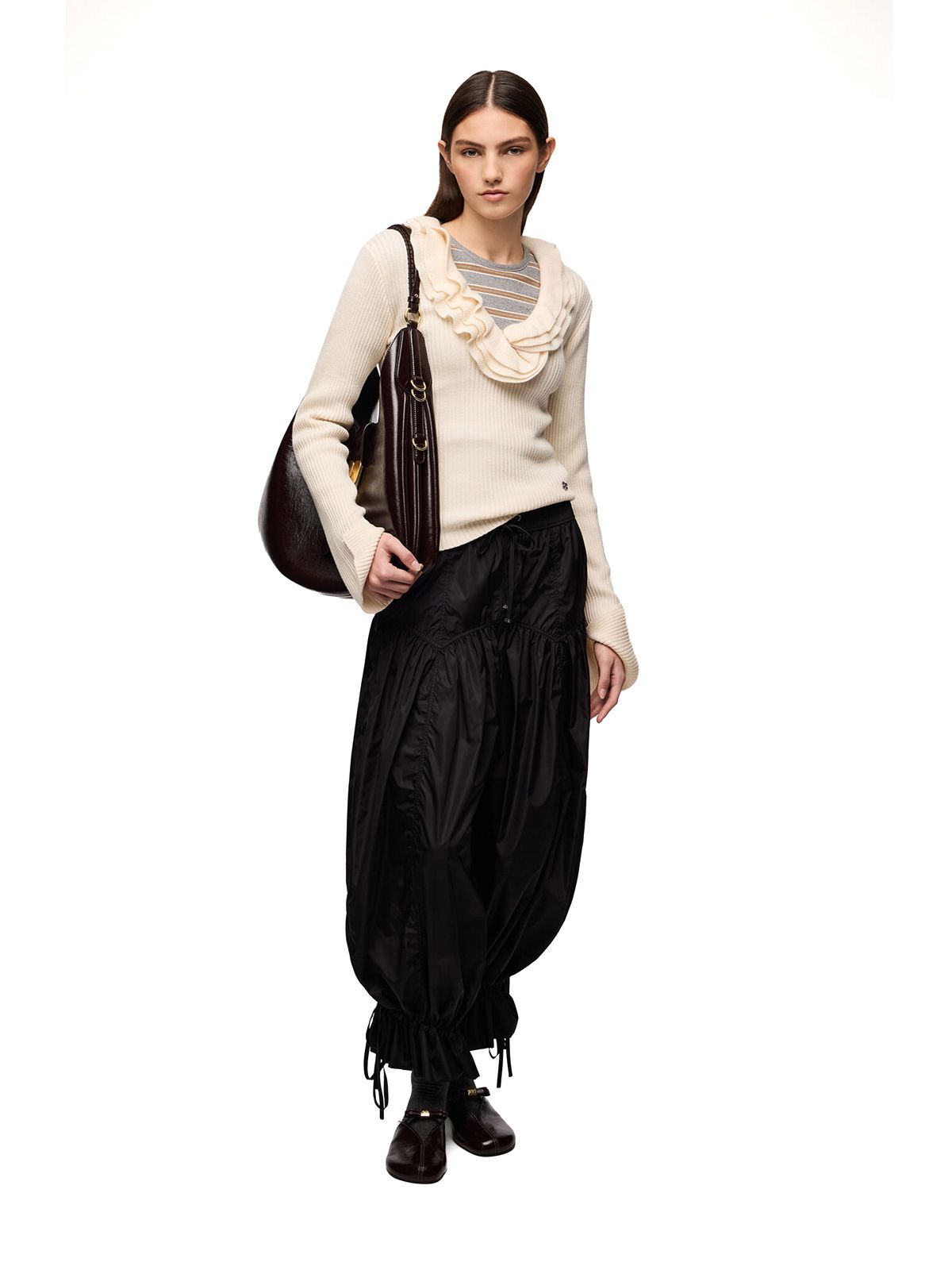 Pantaloni in nylon ultraleggeri a palloncino neri GANNI