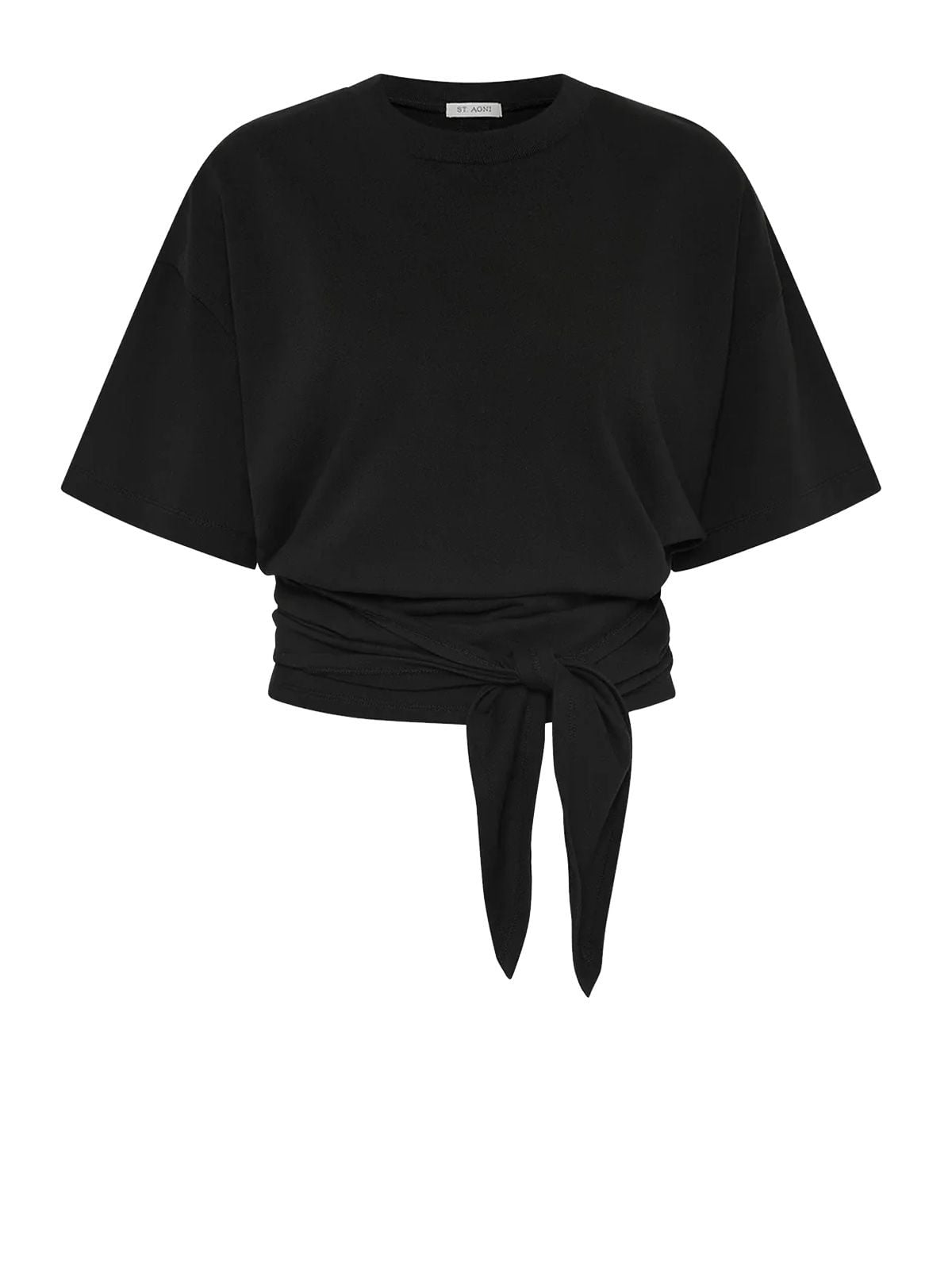 Black jersey split back tee