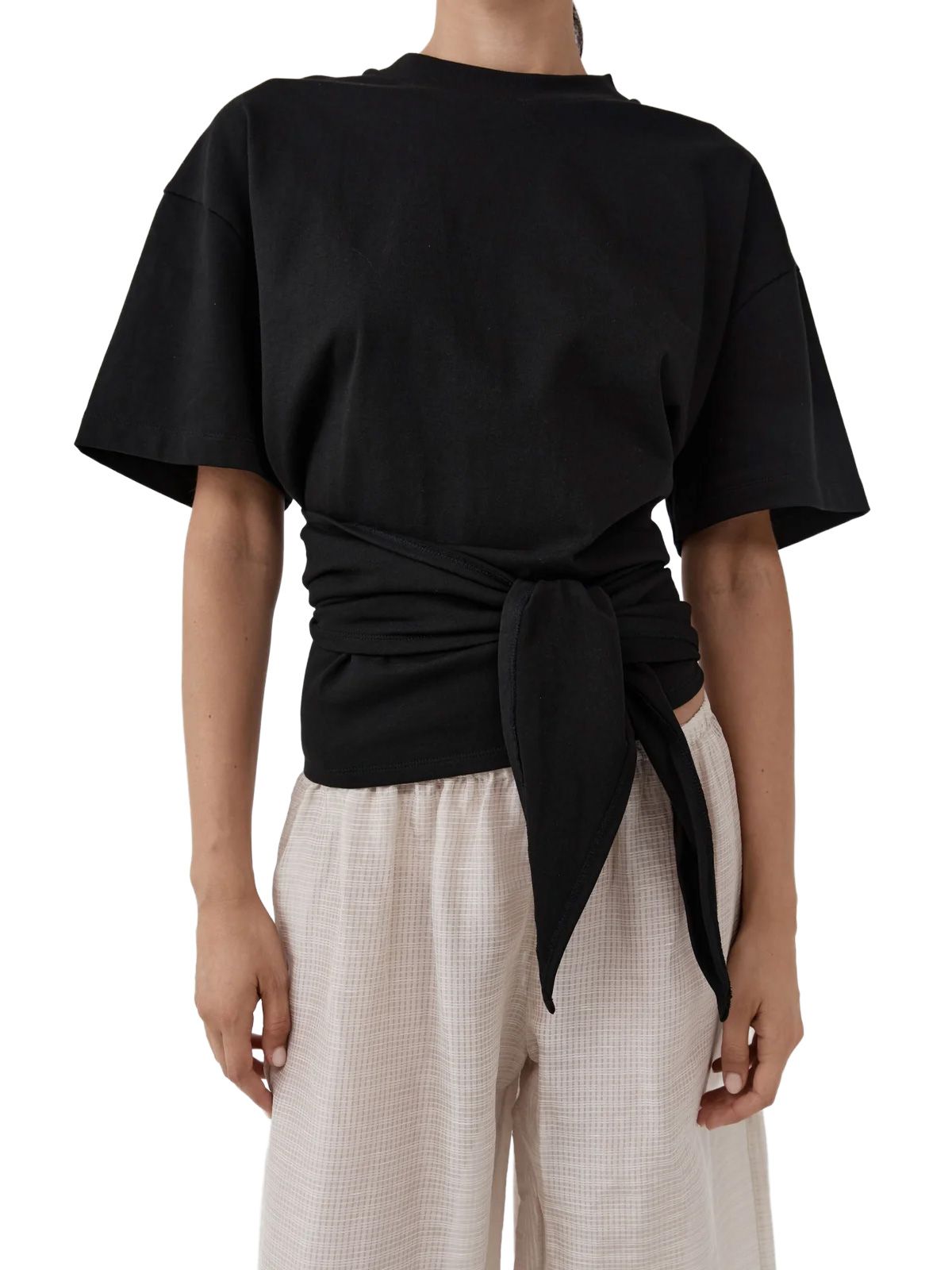 Black jersey split back tee ST. AGNI