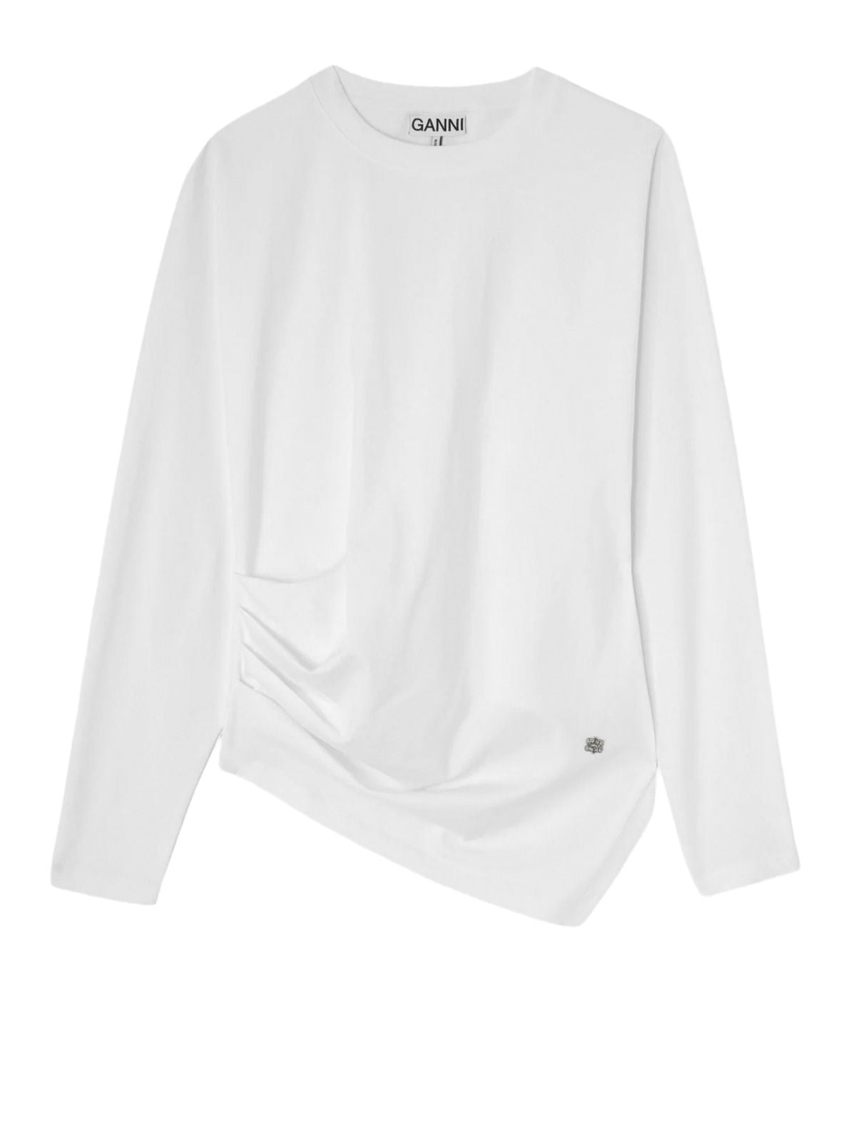White heavy stretch cotton draped blouse