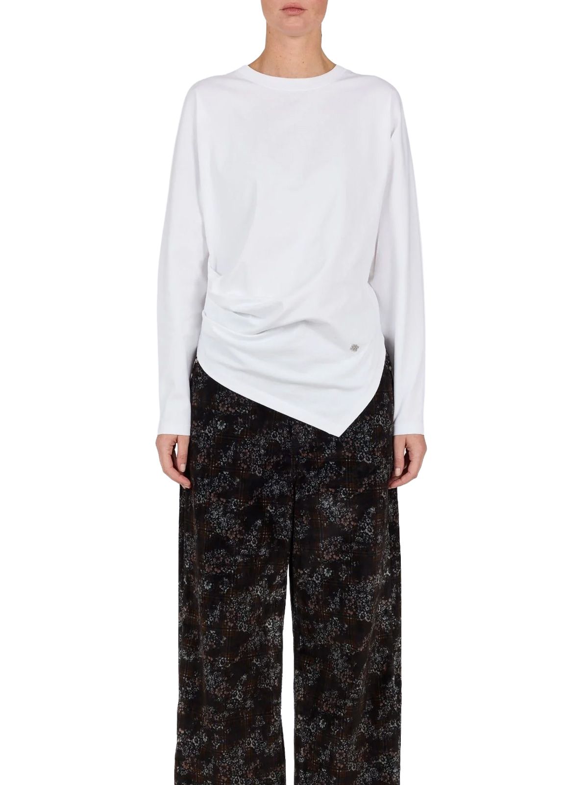 White heavy stretch cotton draped blouse GANNI