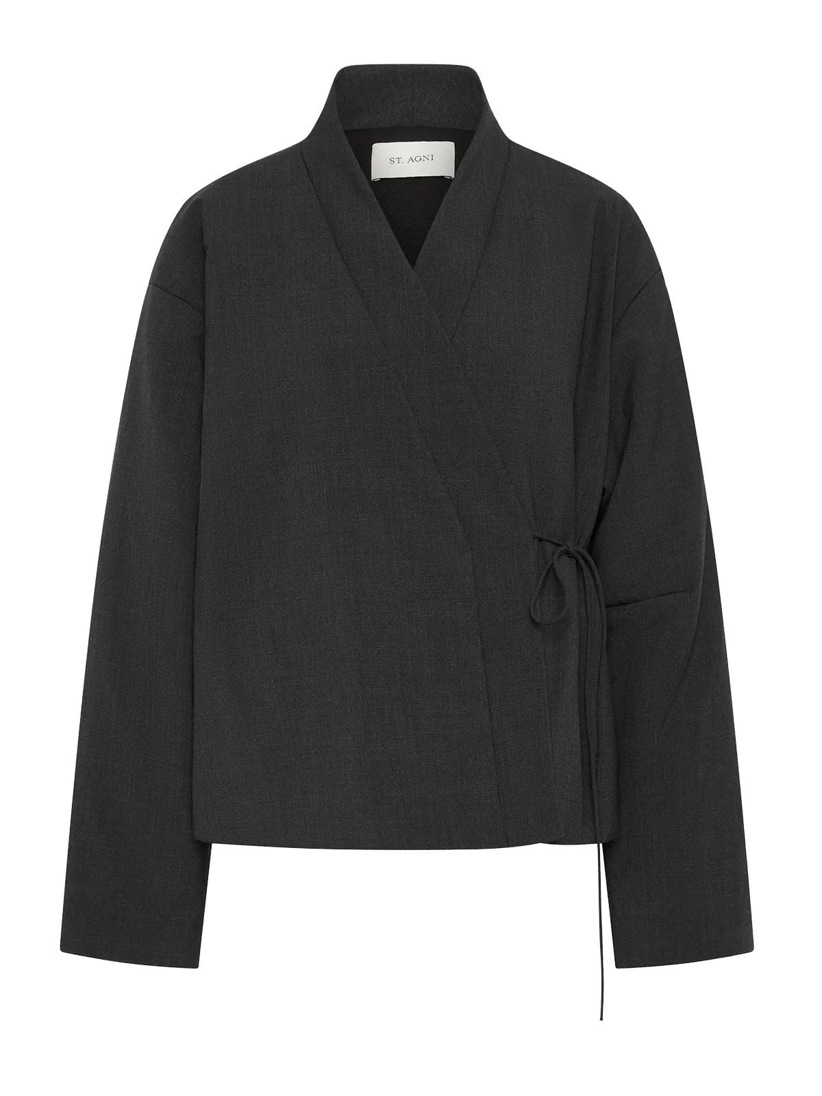 Graphite pillow wool wrap jacket