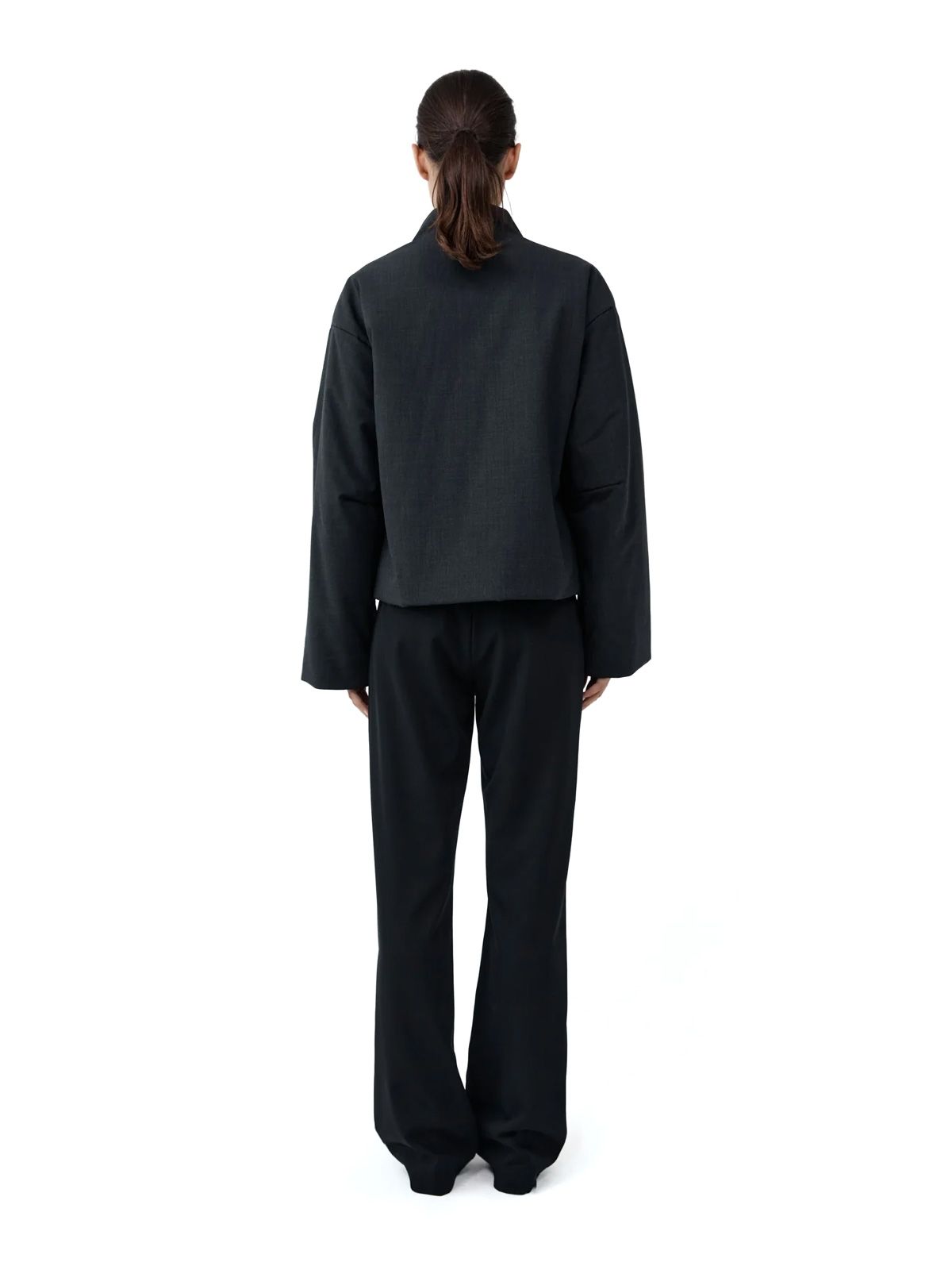 Graphite pillow wool wrap jacket ST. AGNI