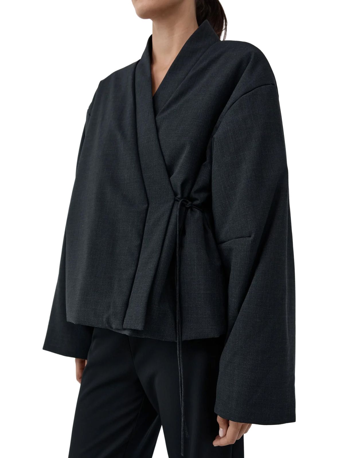 Graphite pillow wool wrap jacket ST. AGNI