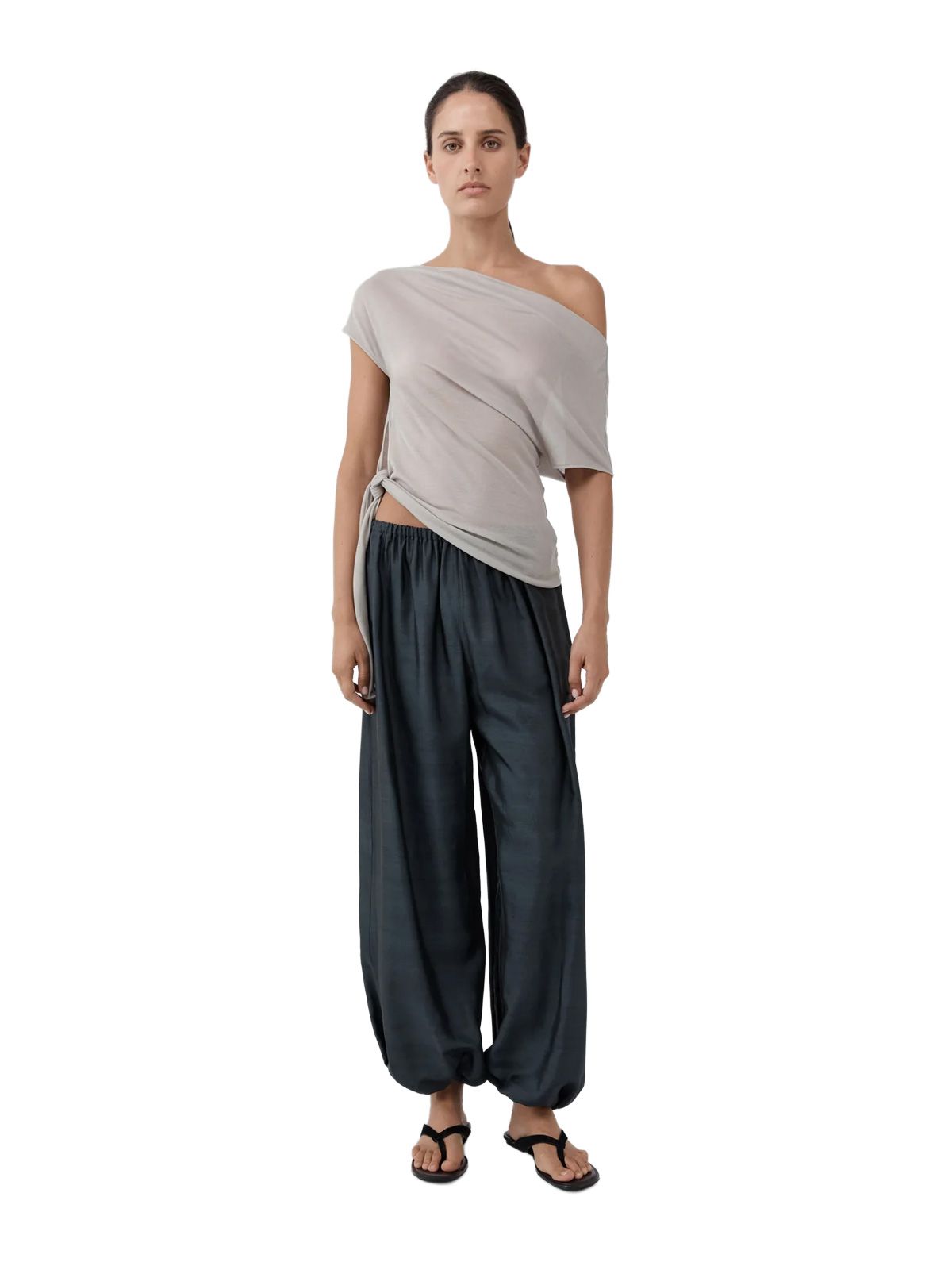 Washed black silk balloon pants ST. AGNI