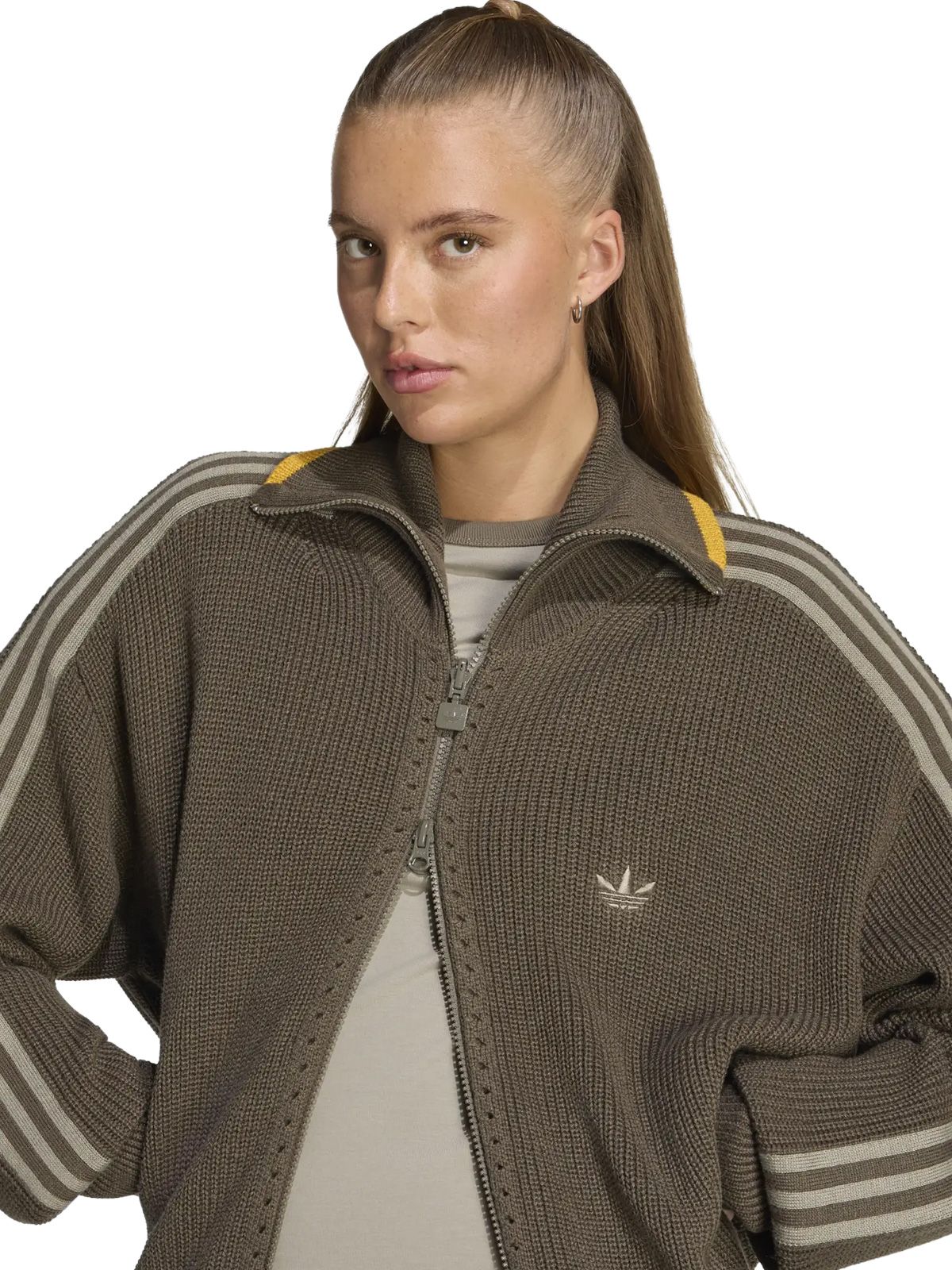 Felpa con cerniera firebird marrone ADIDAS ORIGINALS