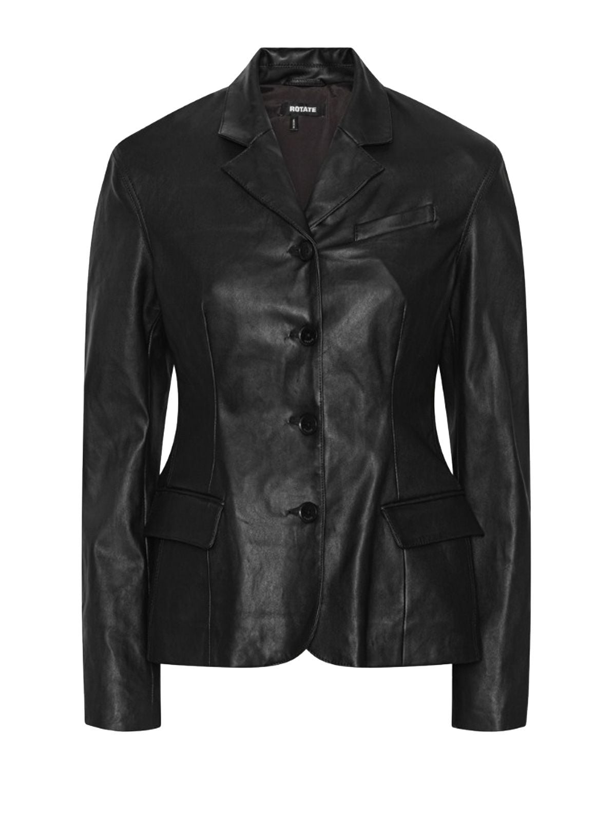 Black fitted leather blazer
