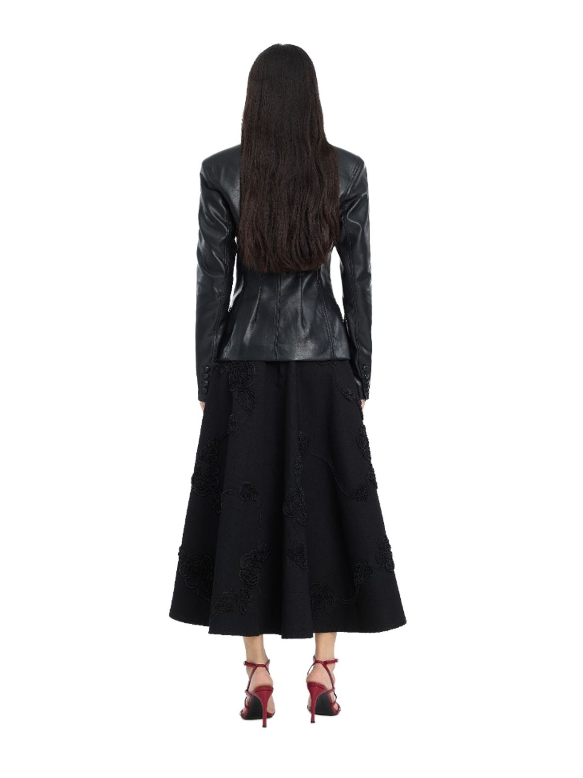 Black fitted leather blazer ROTATE