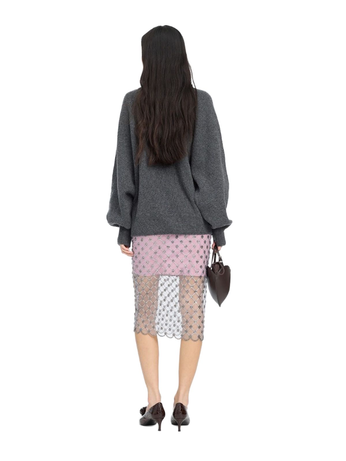 Grey knit highneck jumper ROTATE