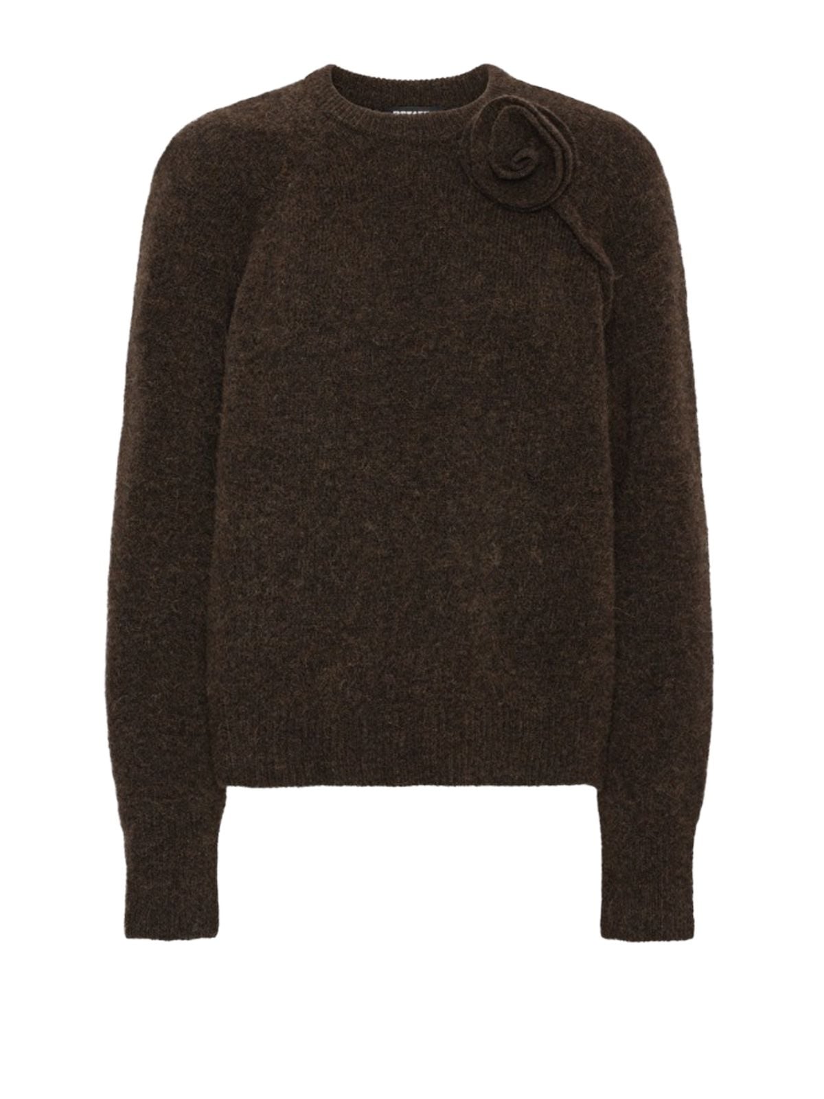 Brown knit flower jumper