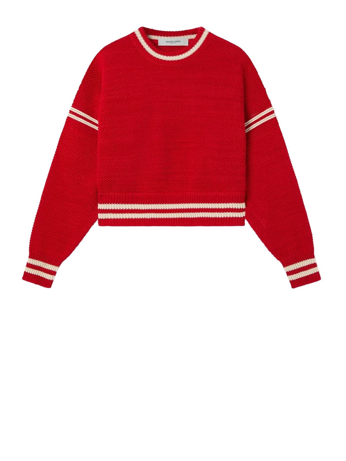 Red journey boxy crewneck sweater
