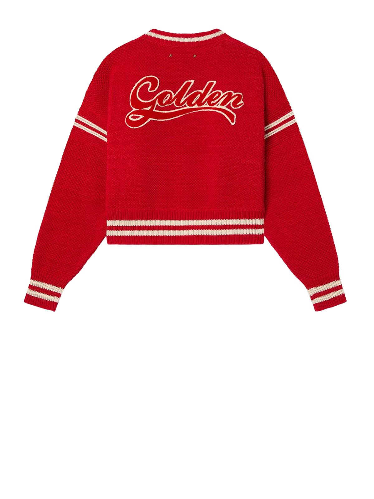 Red journey boxy crewneck sweater GOLDEN GOOSE