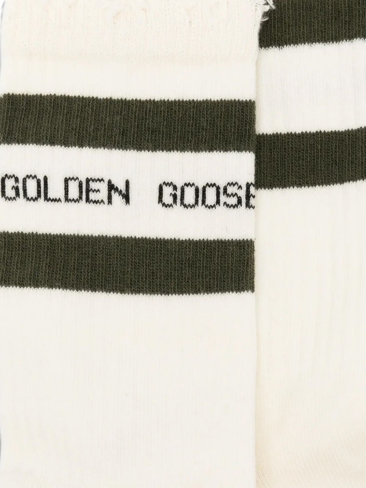 Calzini alti a coste bianco verde scuro GOLDEN GOOSE
