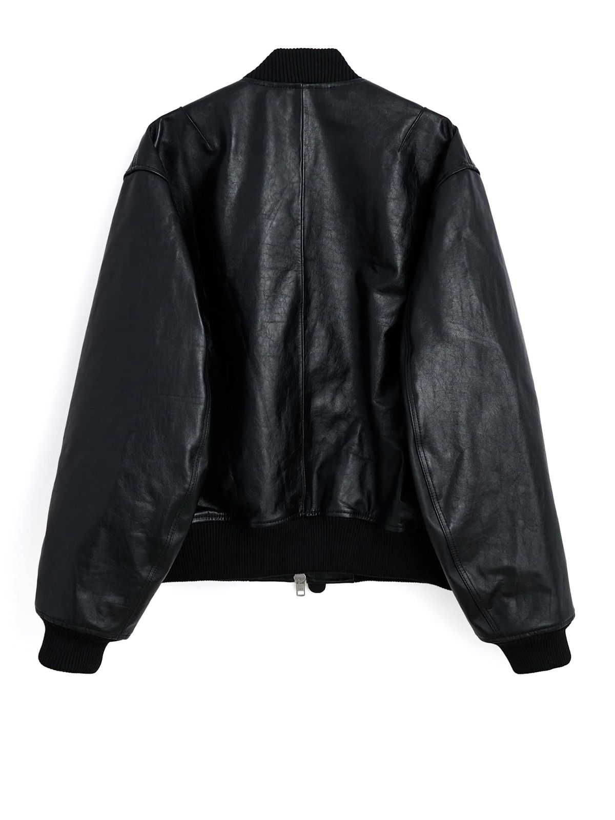 Black leather flight jacket SUNFLOWER