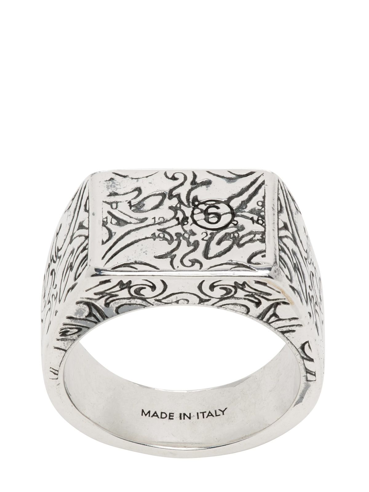 Silver eroded floral ring