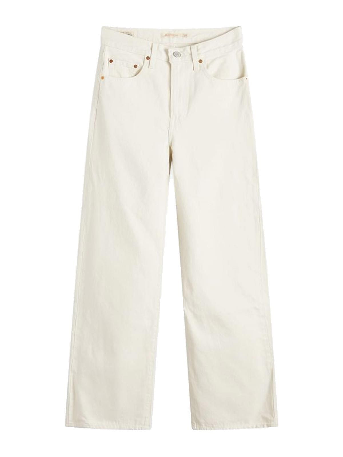 Jeans a vita alta e gamba larga bianchi