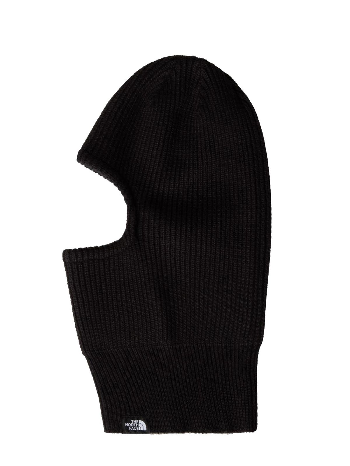 Black logo box knit balaclava beanie