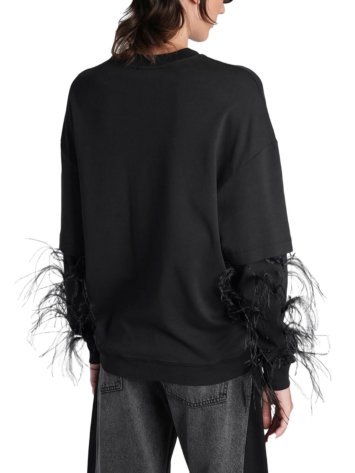 Black troy double sleeve with feathers top DARKPARK