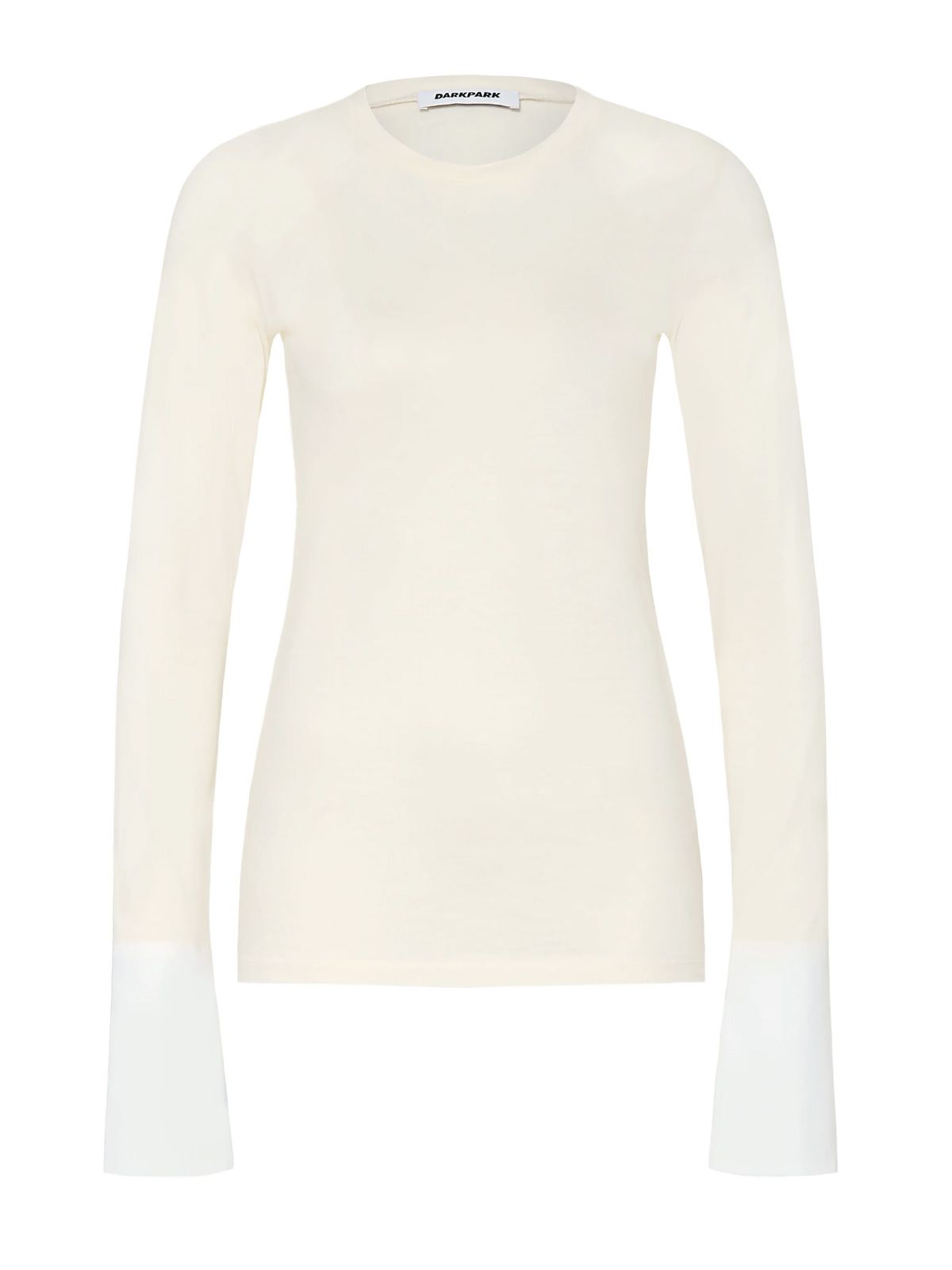 Top nora shirt cuff girocollo a manica lunga bianco
