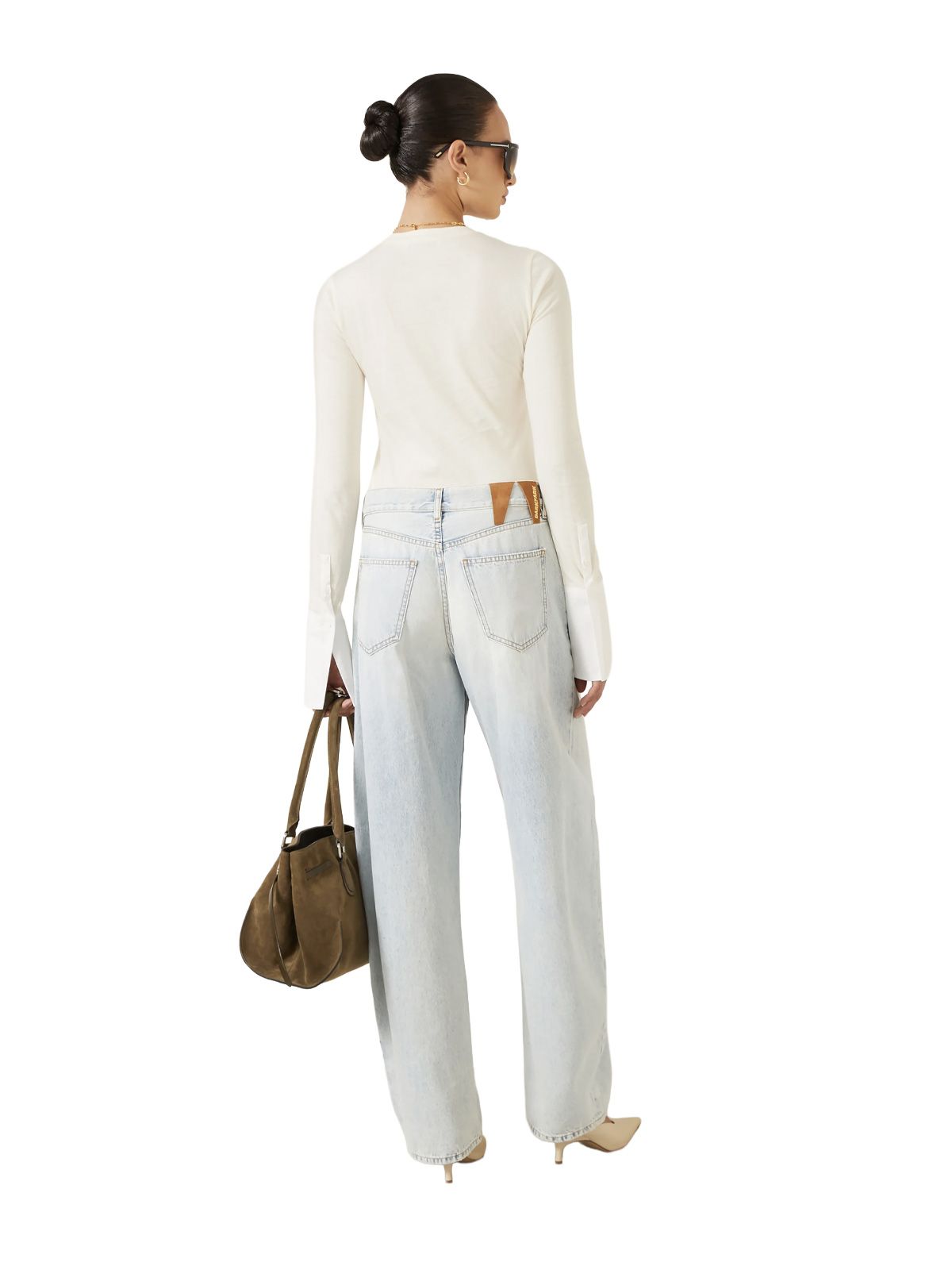 Top nora shirt cuff girocollo a manica lunga bianco DARKPARK