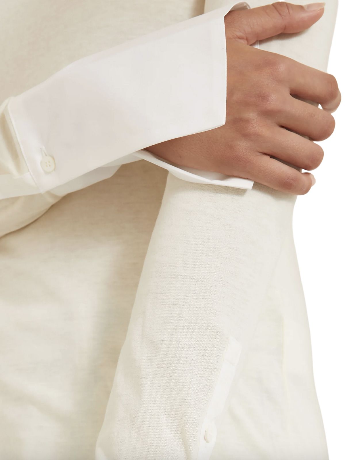 Top nora shirt cuff girocollo a manica lunga bianco DARKPARK