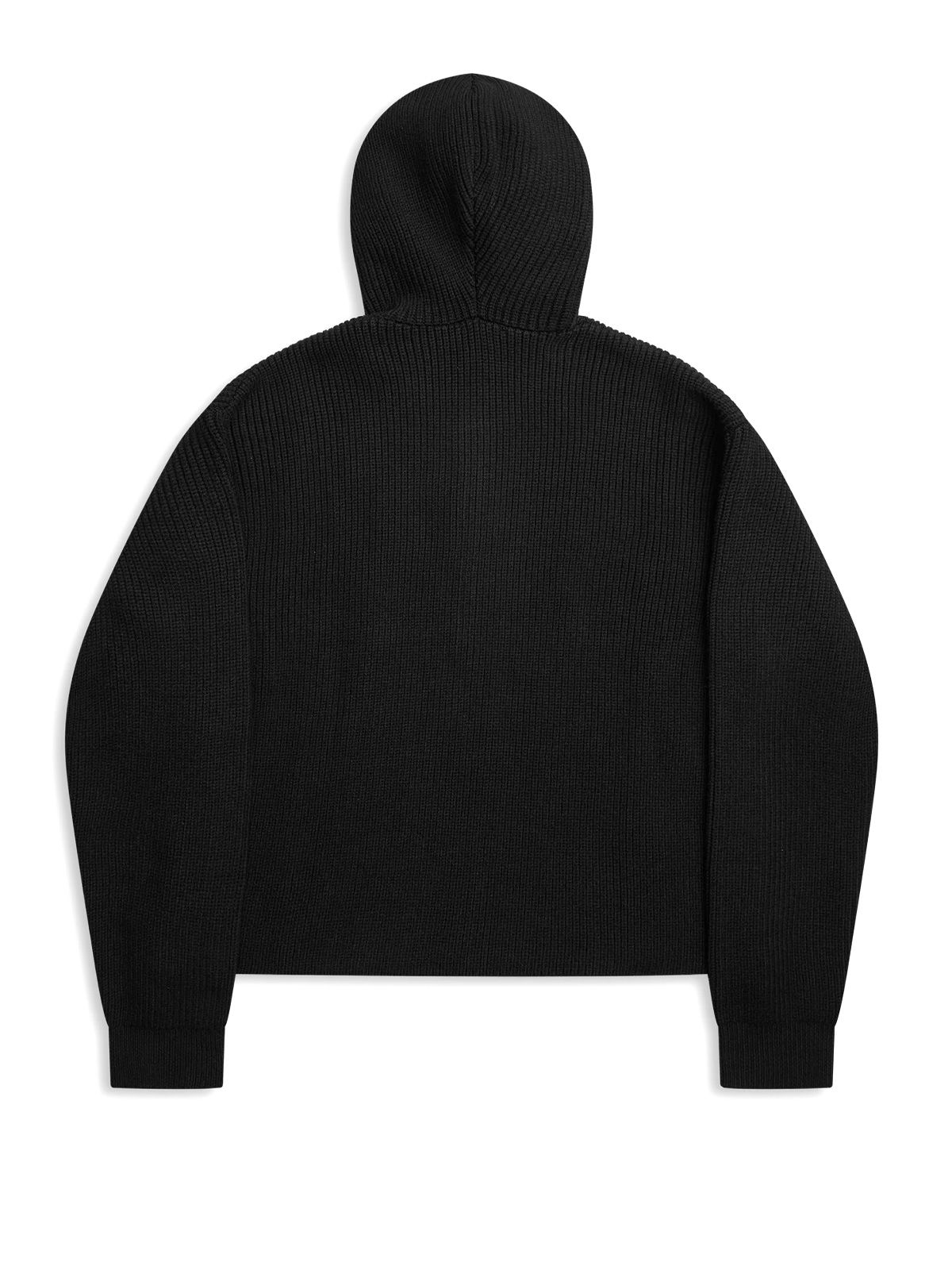 Black barian ribbed knit hoodie ALIS
