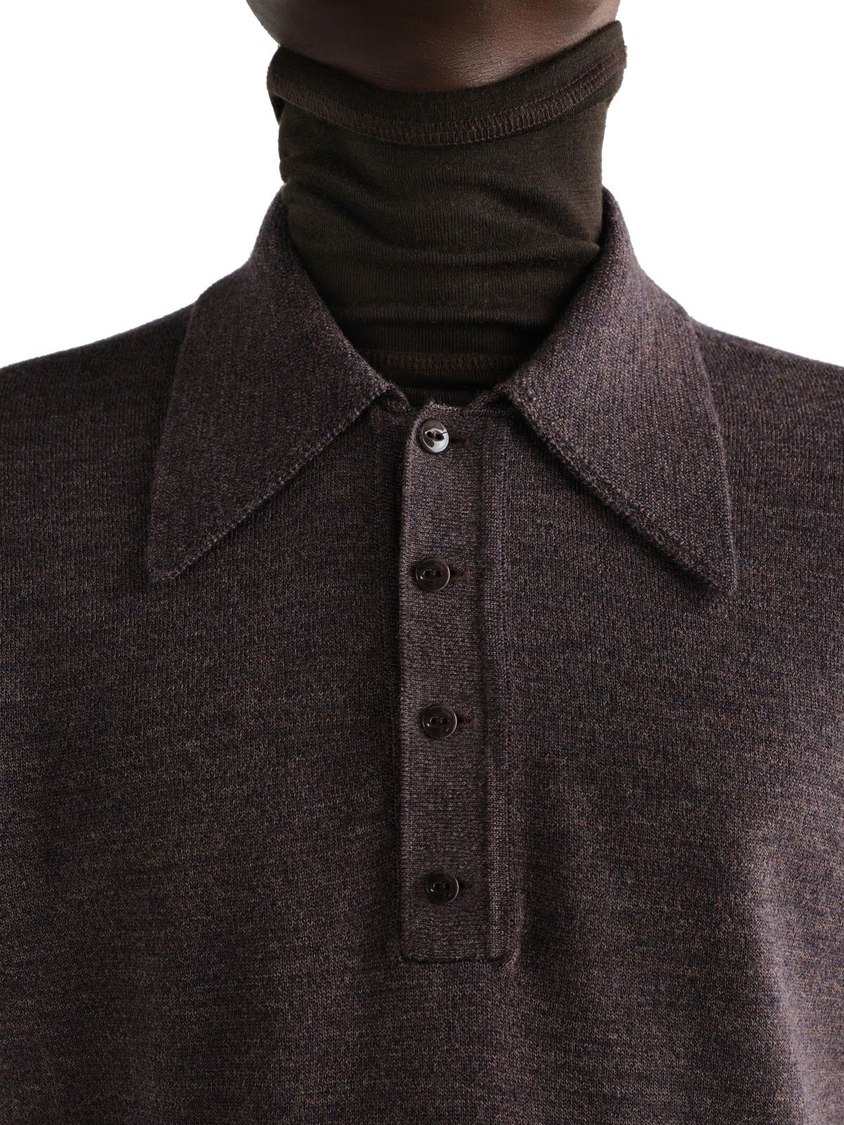 Carbon long sleeve knitted polo LEMAIRE