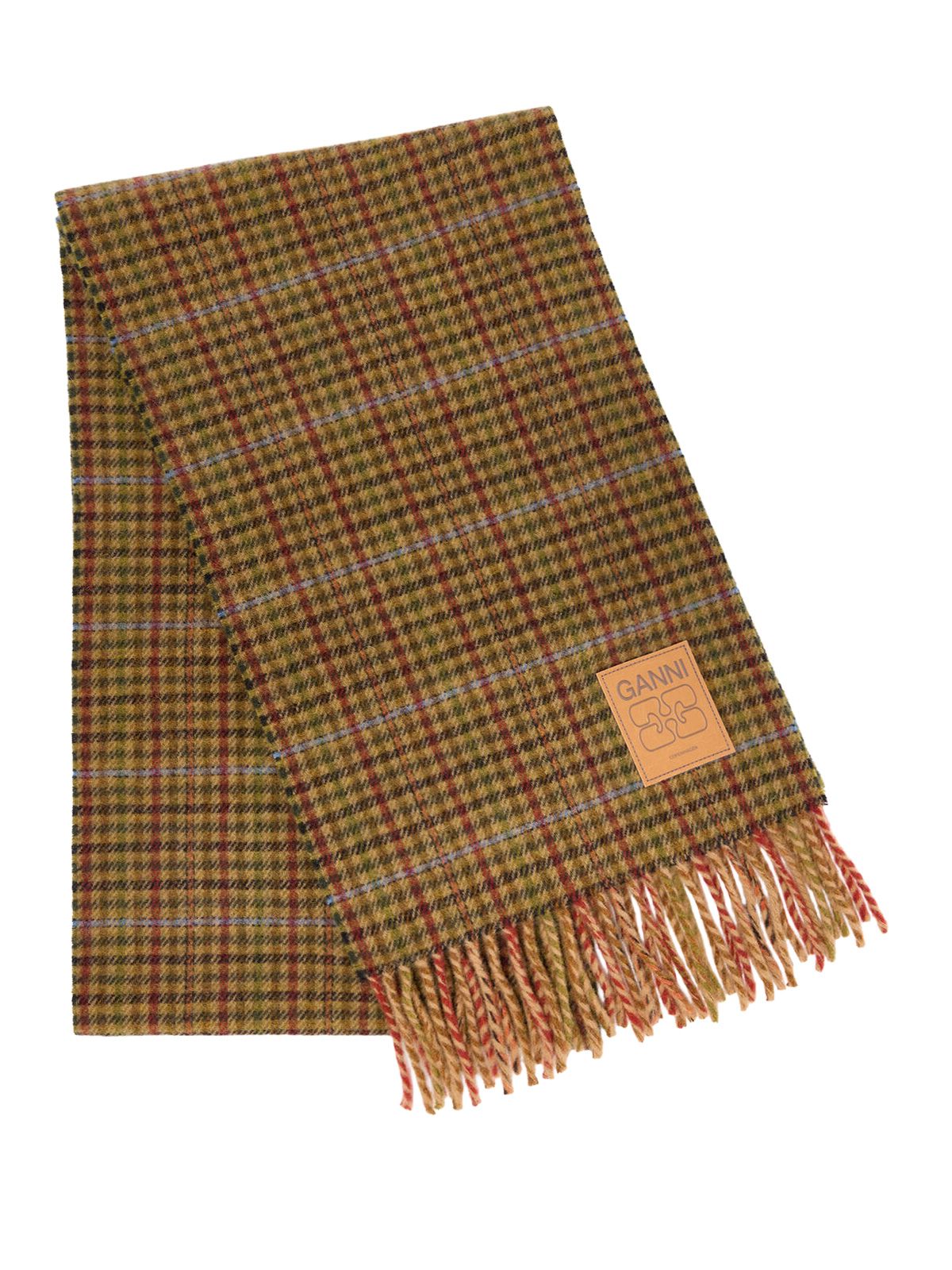 Multicolor mini checks compact wool scarf