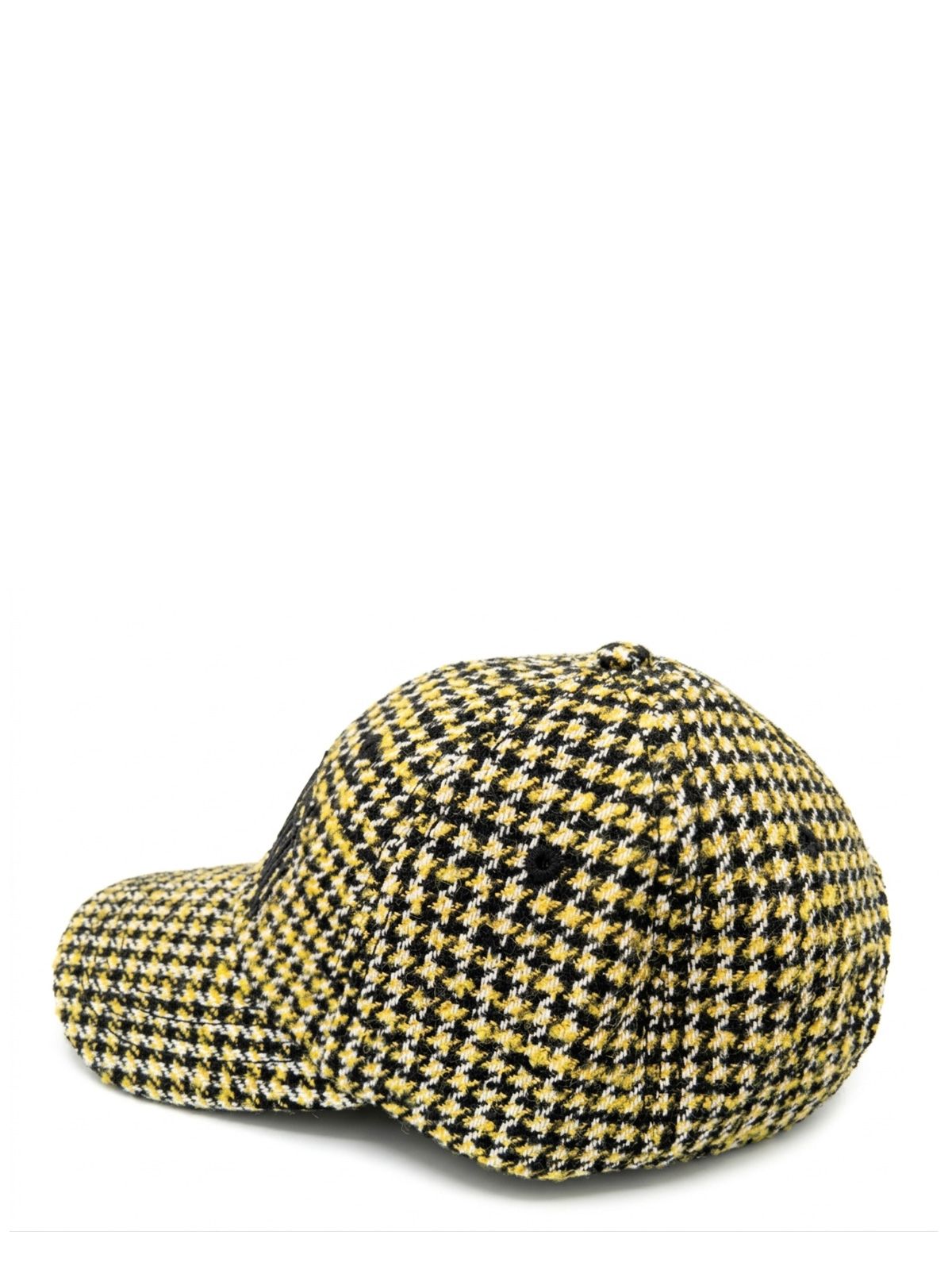 Yellow woollen check cap GANNI