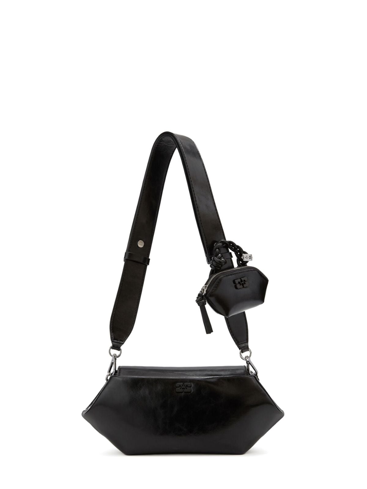 Black east/west box bou shoulder bag