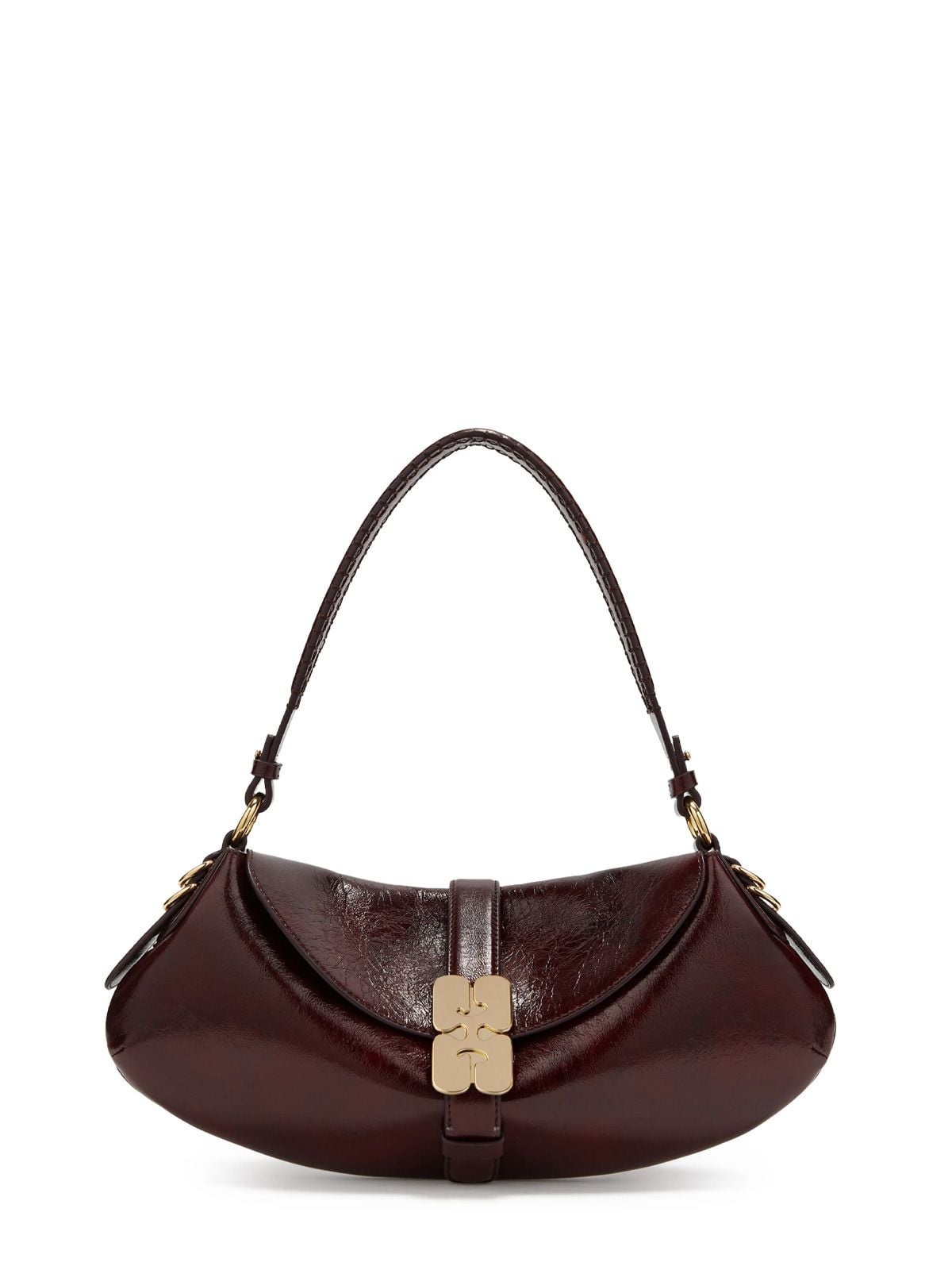 Burgundy b-kat deep shine shoulder bag