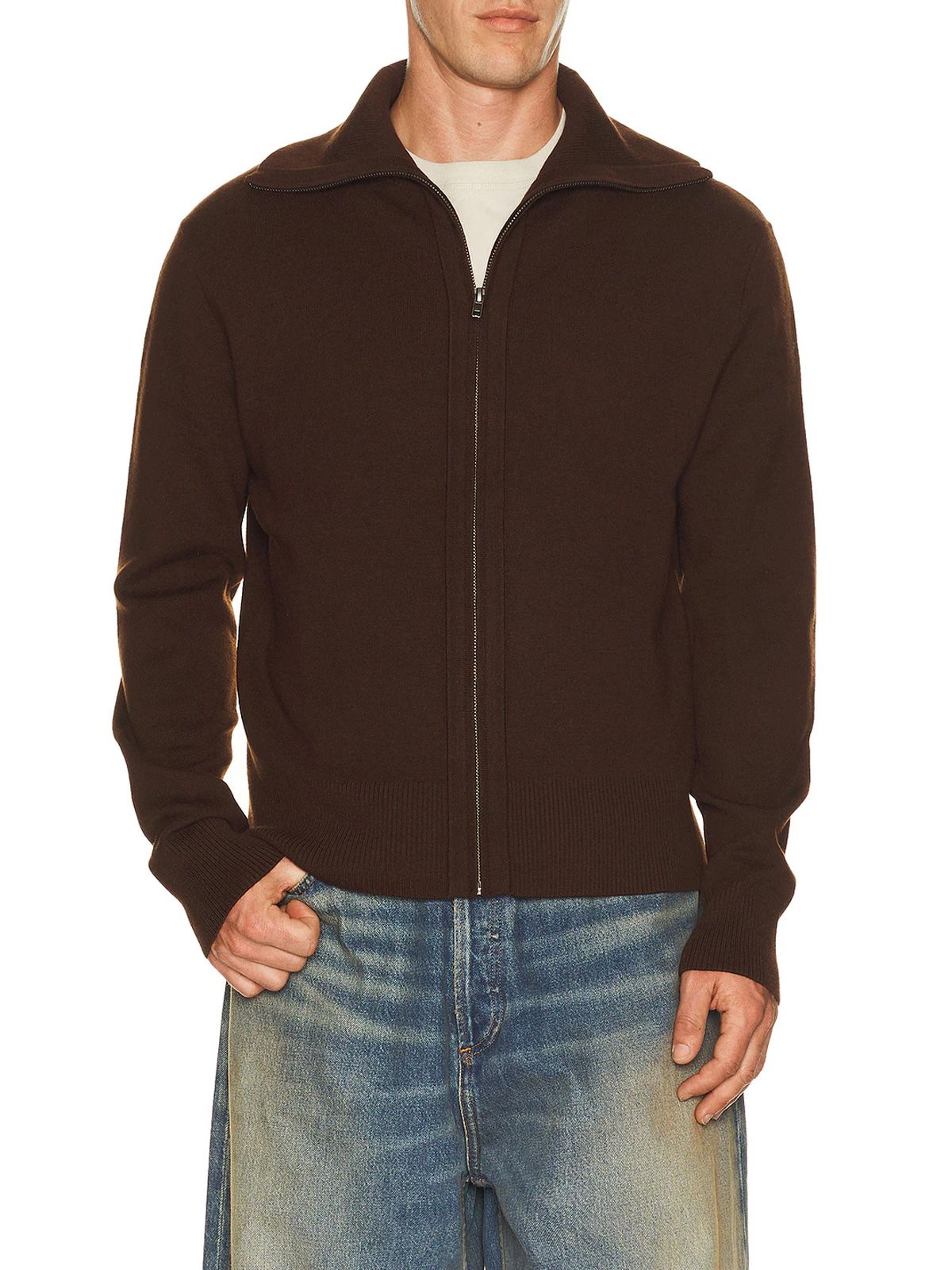 Brown knit zip jacket ENTIRE STUDIOS