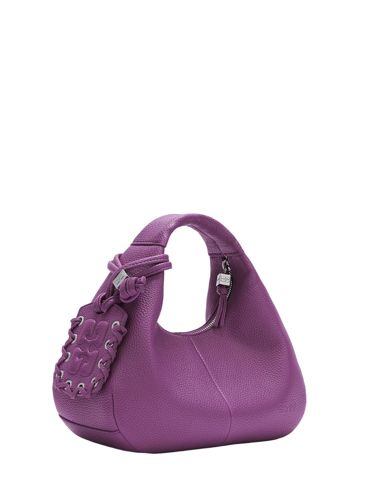 Sparkling grape hobo mini grained shoulder bag GANNI