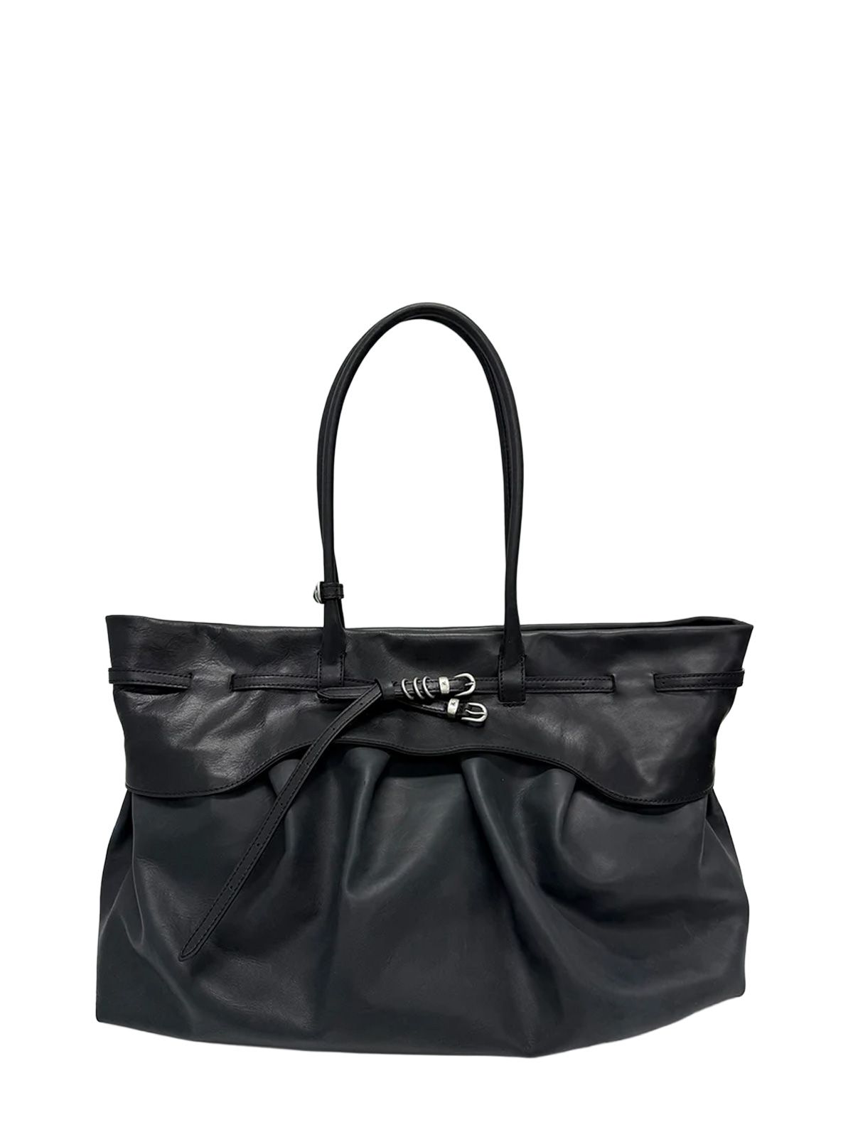 Black soft grandma layered tote bag
