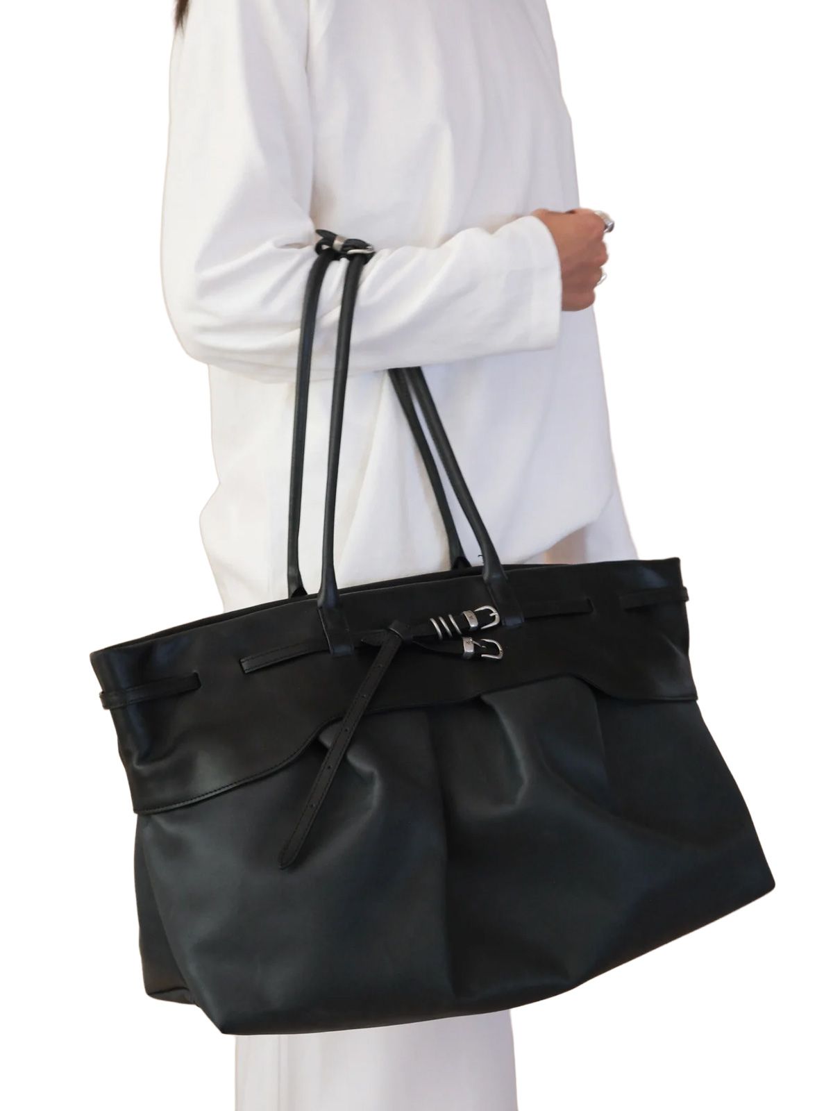 Black soft grandma layered tote bag MARGESHERWOOD