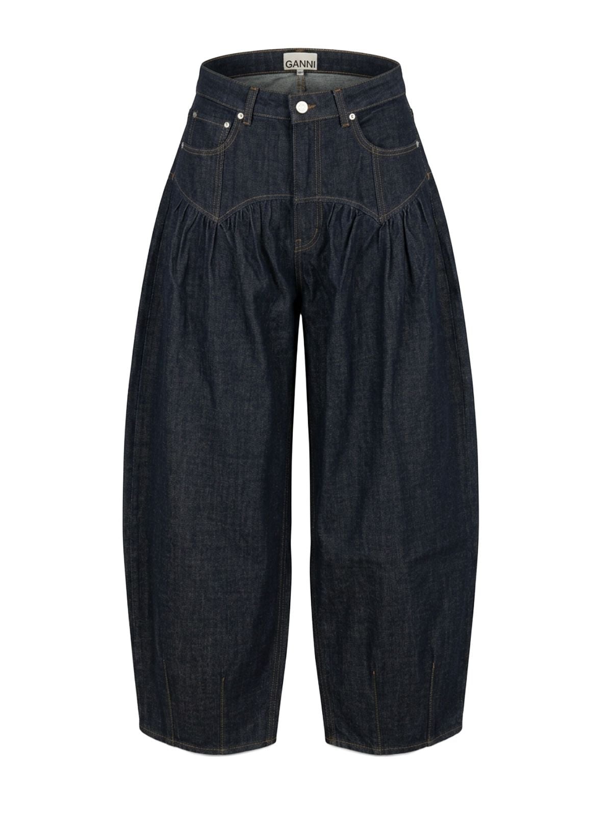 Dark blue slub denim corset jeans